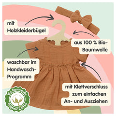 Heless - Muñecas - Conjunto de Vestidos de Algodón Orgánico - Volantes - 18M+