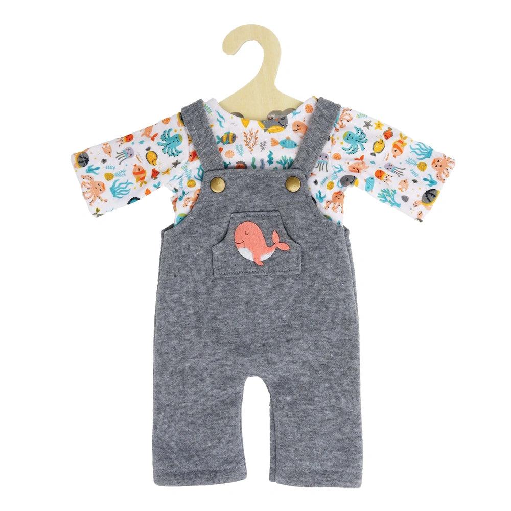 Heless - Dolls - Whale Bobby Doll Clothing Set - Dungarees and T-Shirt - 3+ Years
