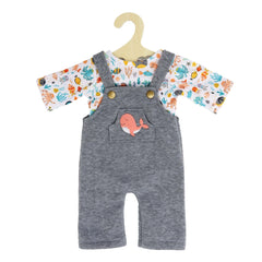 Heless - Dolls - Whale Bobby Doll Clothing Set - Dungarees and T-Shirt - 3+ Years