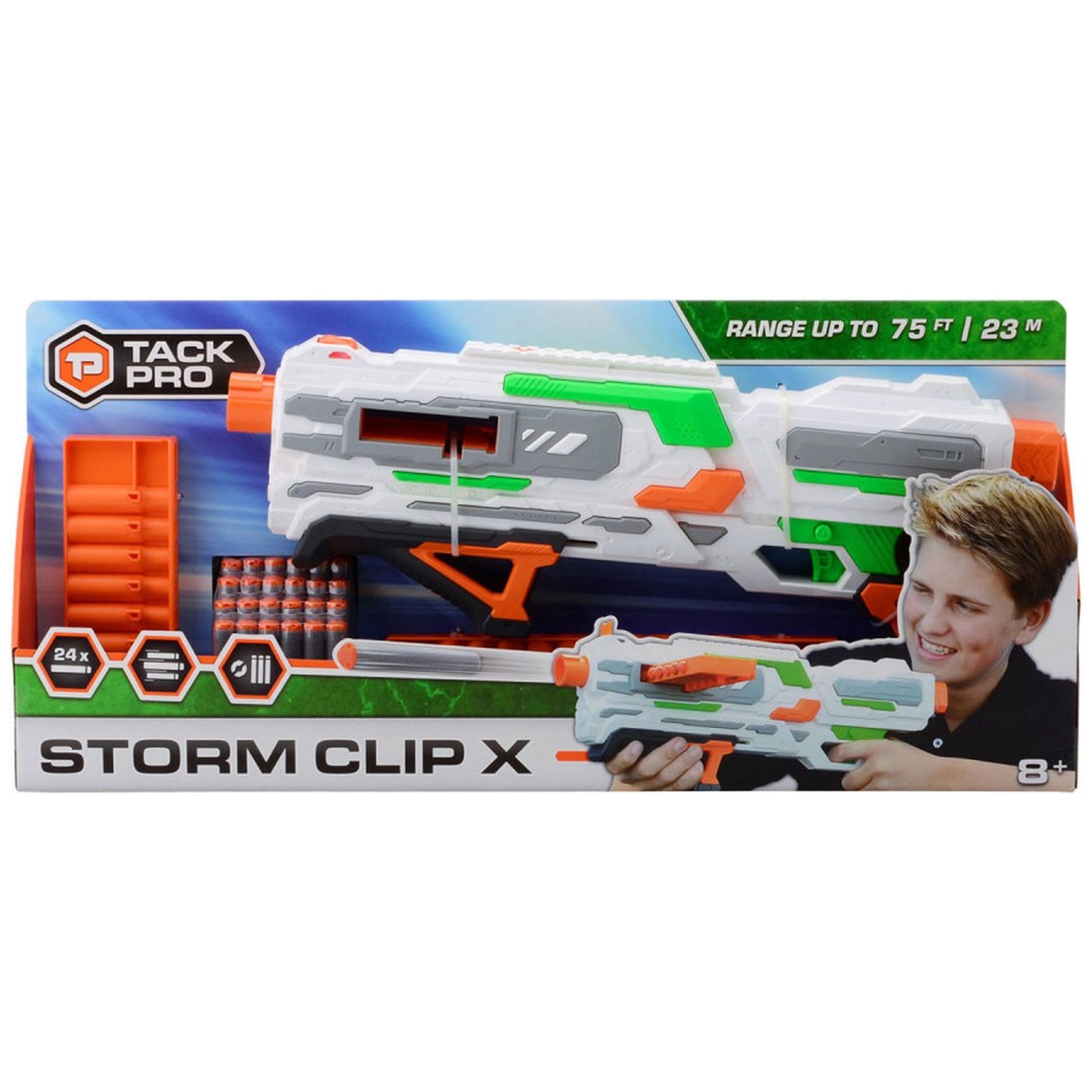 Johntoy - Tack Pro Storm Clip X With 2 Clips And 24 Darts 50Cm - Outdoor Play Equipment