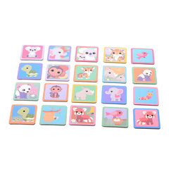 Johntoy - El juego de cartas de memoria de la familia Wooden Wildies