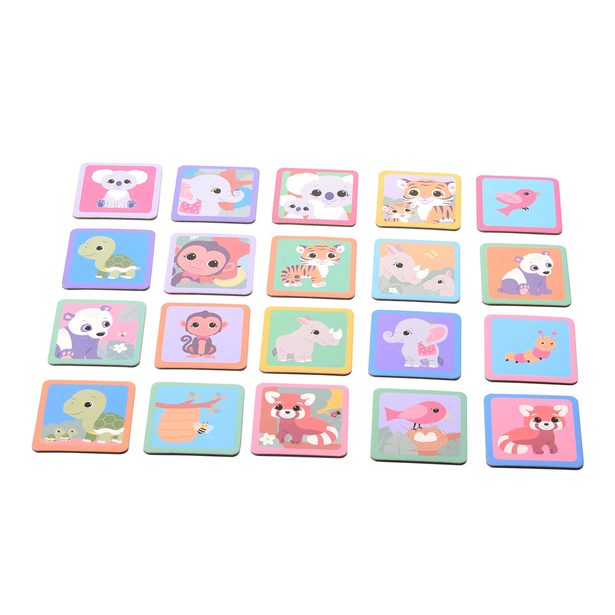 Johntoy - El juego de cartas de memoria de la familia Wooden Wildies