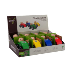 Johntoy - Coches de Madera 4 Asortidos en Exhibición - Vehículos de Juego
