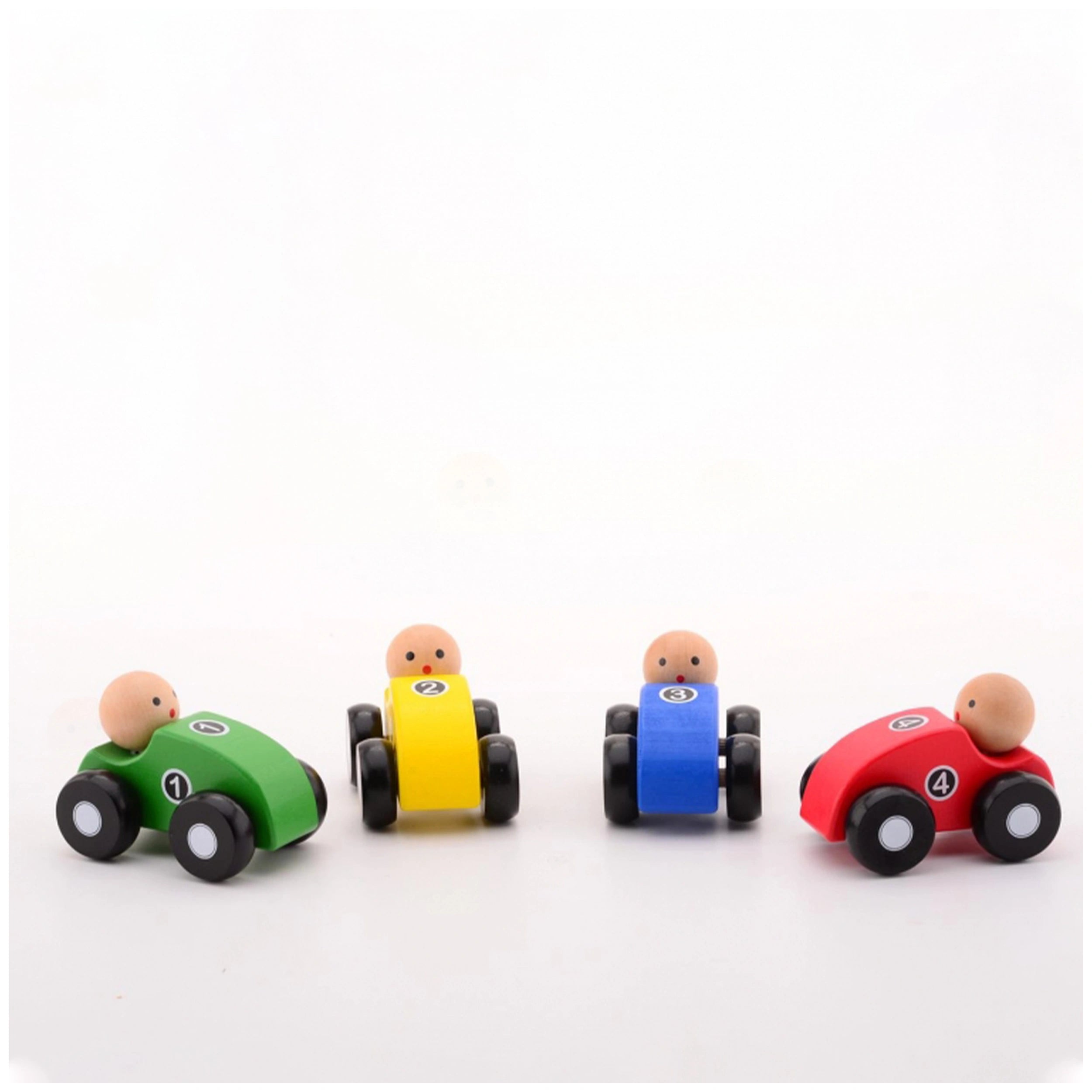 Johntoy - Coches de Madera 4 Asortidos en Exhibición - Vehículos de Juego