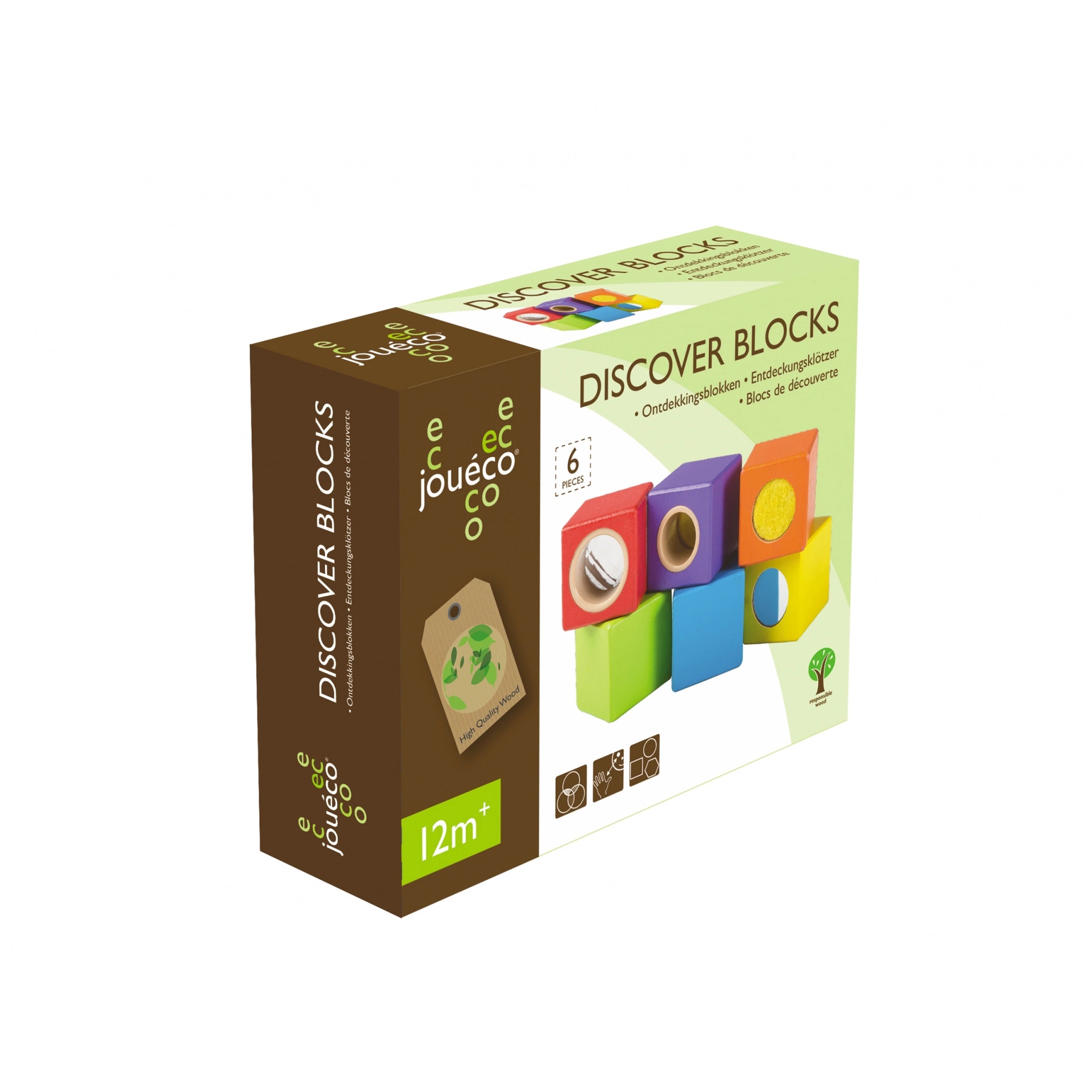 Johntoy - Wooden Discover Blocks 6 Pieces - Baby Activity Toys