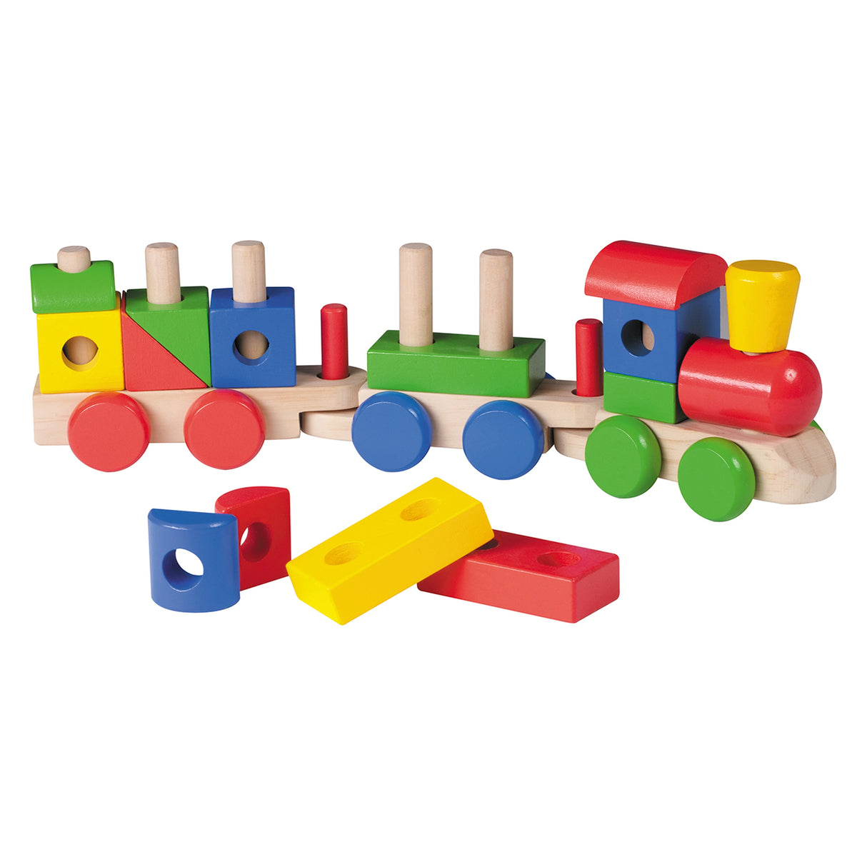 Johntoy - Tren de Apilamiento de Madera - Juguetes de Clasificación y Apilamiento