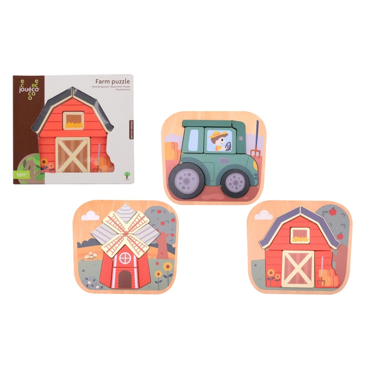 Joueco - Mini Rompecabezas de Madera de Granja - Rompecabezas