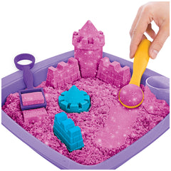 Kinetic Sand Set de Castillo de Arena Brillante y Centelleante