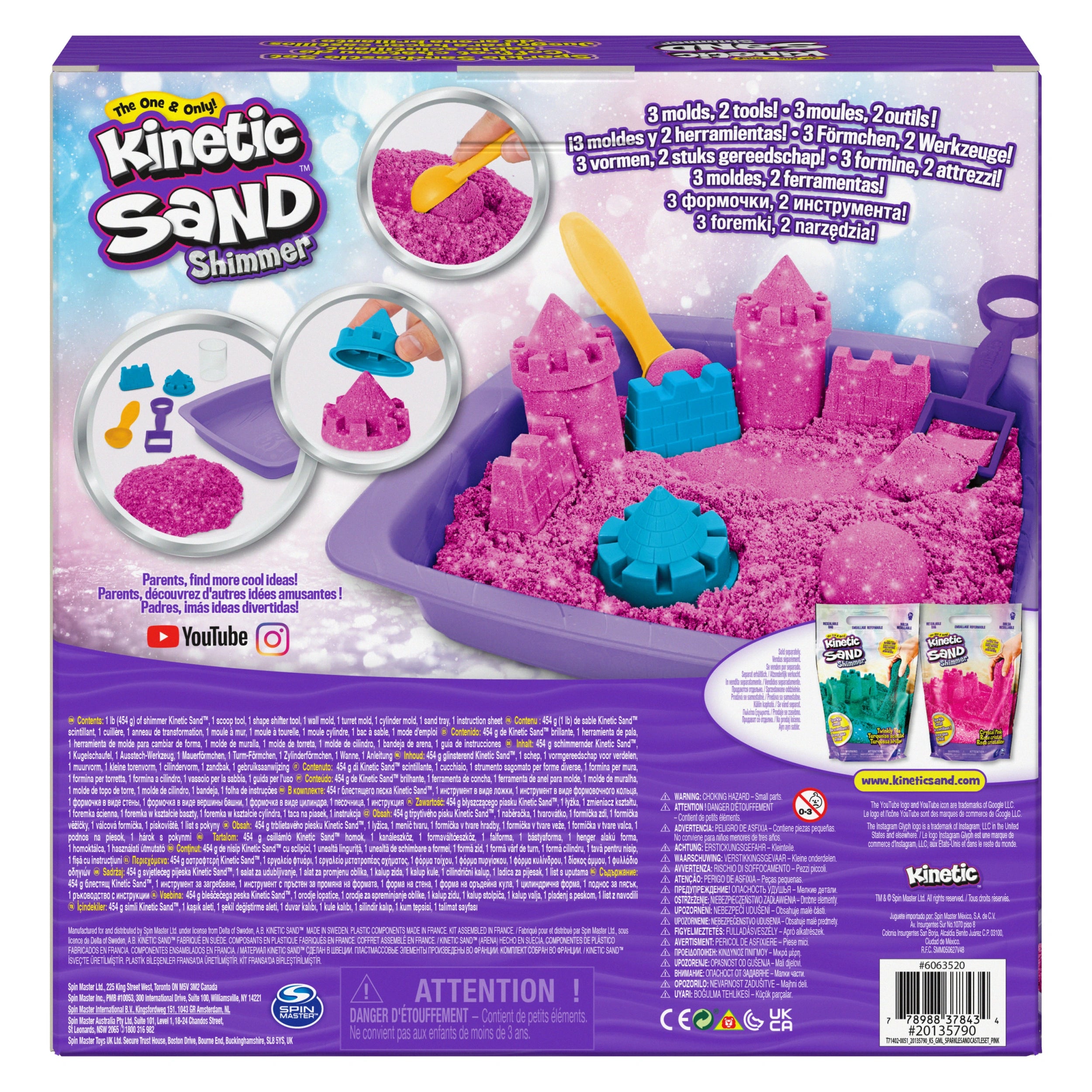 Kinetic Sand Set de Castillo de Arena Brillante y Centelleante