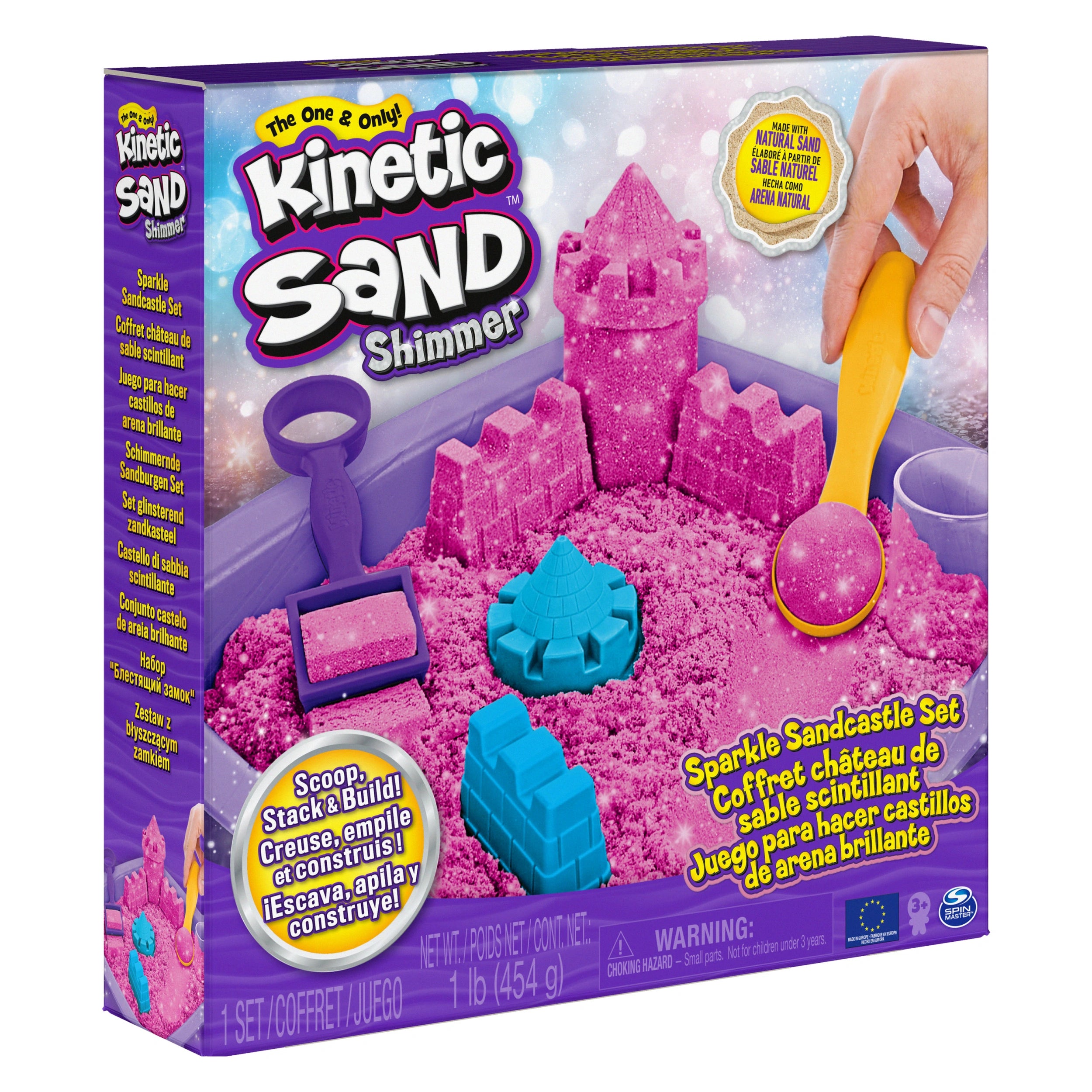 Kinetic Sand Set de Castillo de Arena Brillante y Centelleante