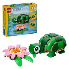 LEGO - Creador 3 en 1 Tortuga con una Flor de Nenúfar - Juguetes de Construcción