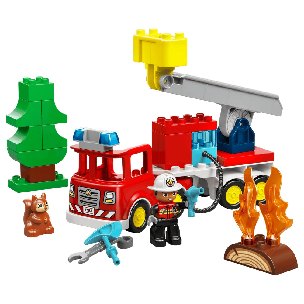 LEGO - Camión de Bomberos DUPLO con Manguera y Bombero - Juguetes de Construcción