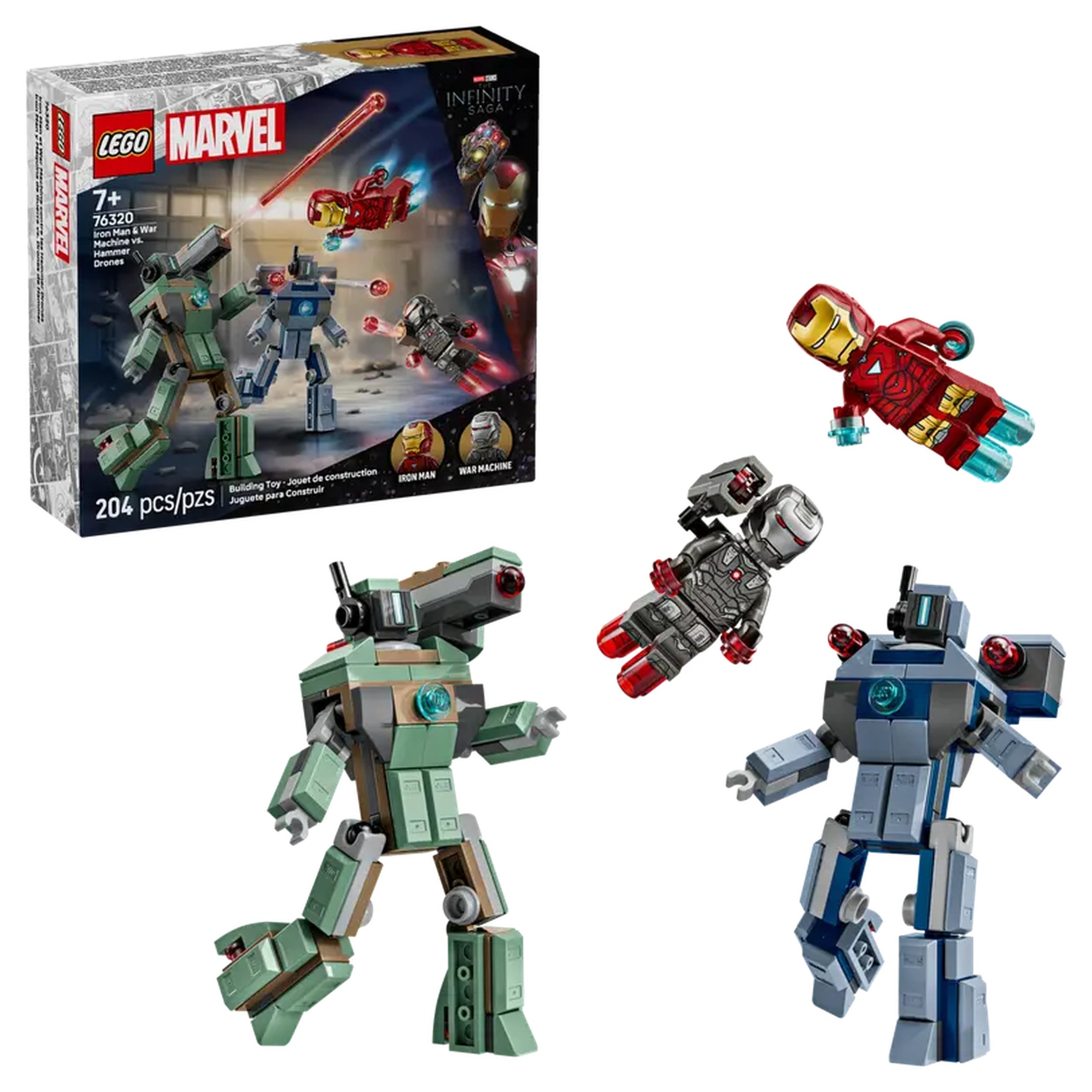 LEGO - Iron Man y War Machine contra los Drones Hammer - Figuras de Acción y Juguetes