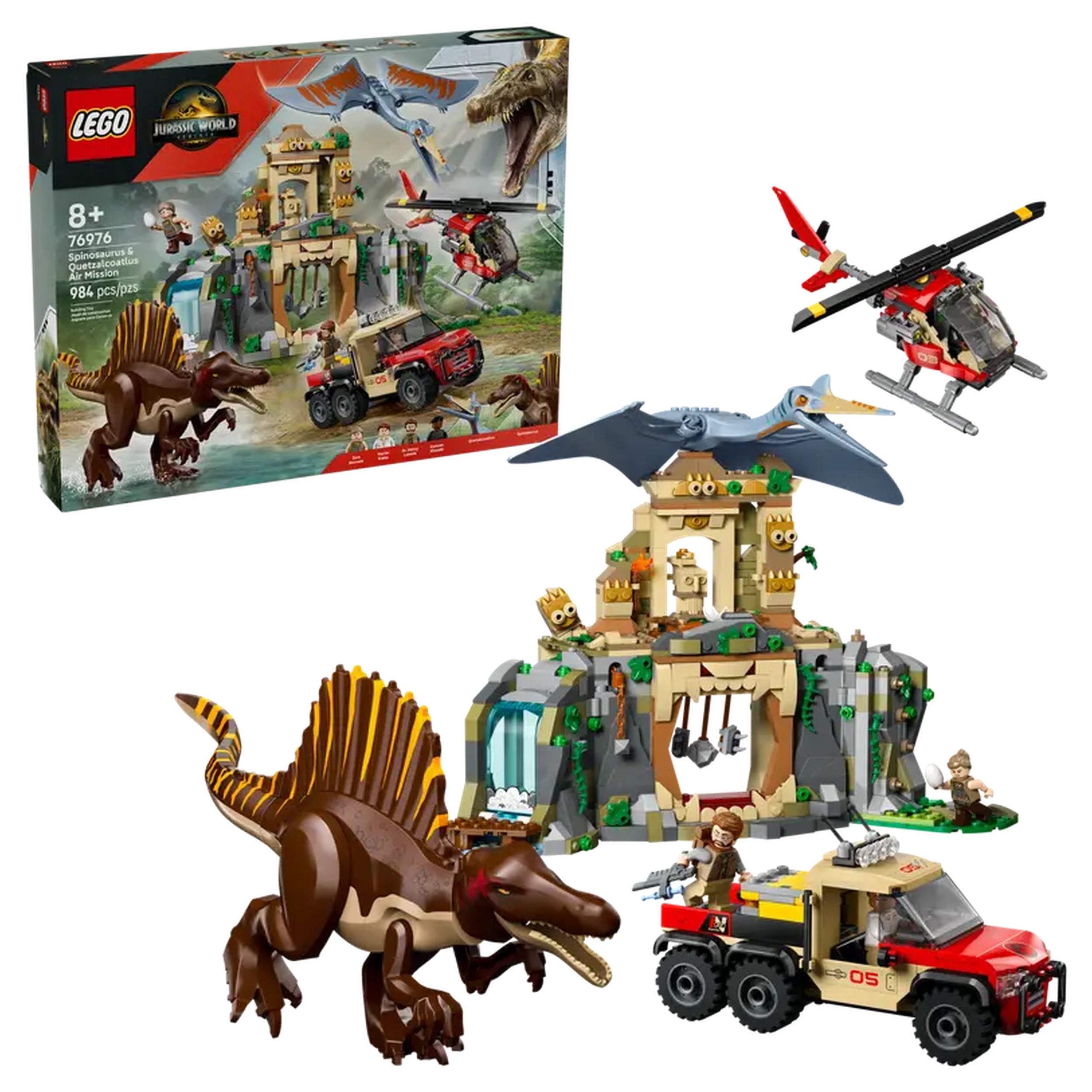 LEGO - Misión Aérea de Spinosaurus y Quetzalcoatlus - Juguetes de Set de Construcción