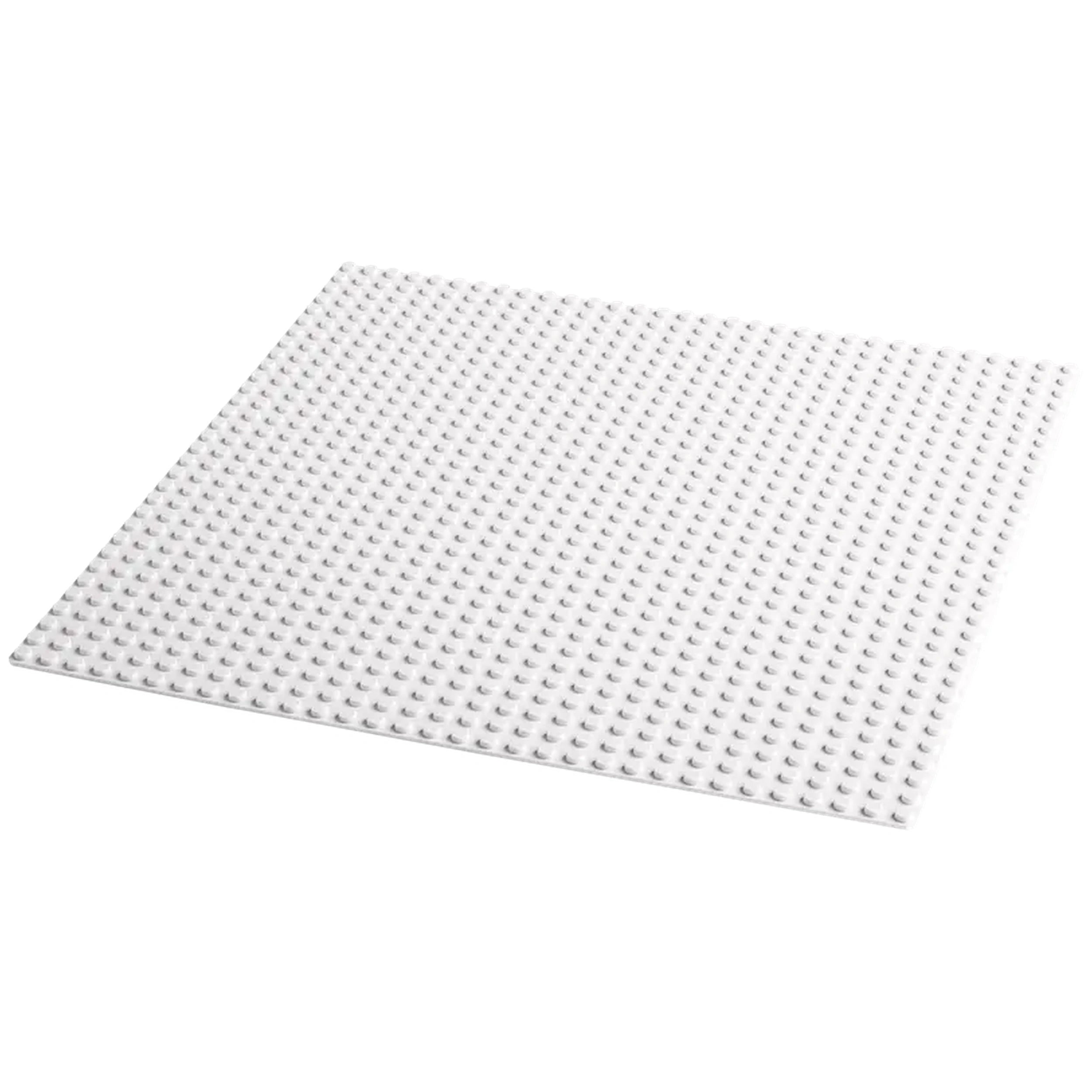 LEGO® Classic White Baseplate, measuring 9.5 inches square, featuring a 32x32 stud layout for creative building and play.