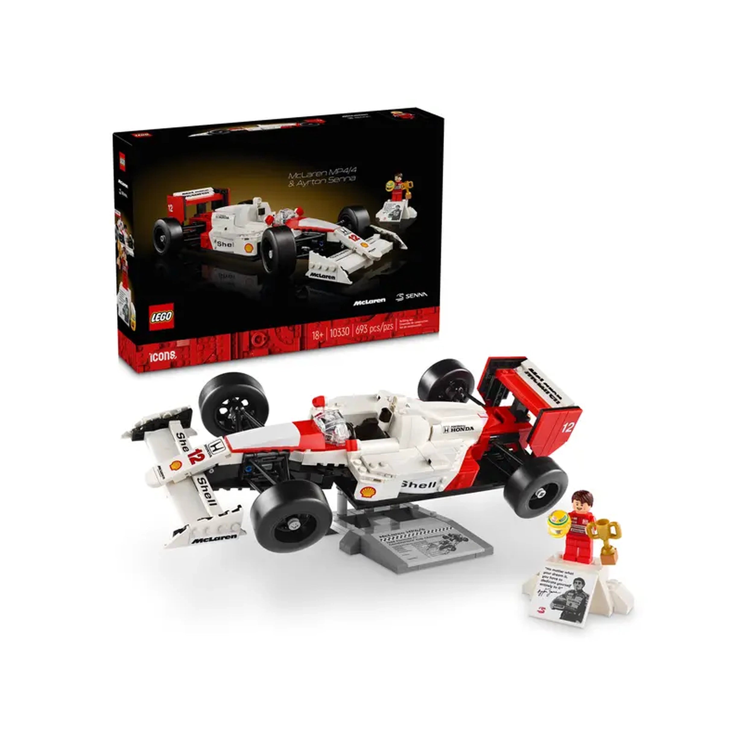Lego - Icons - McLaren MP4/4 y Ayrton Senna - Juguetes de Set de Construcción