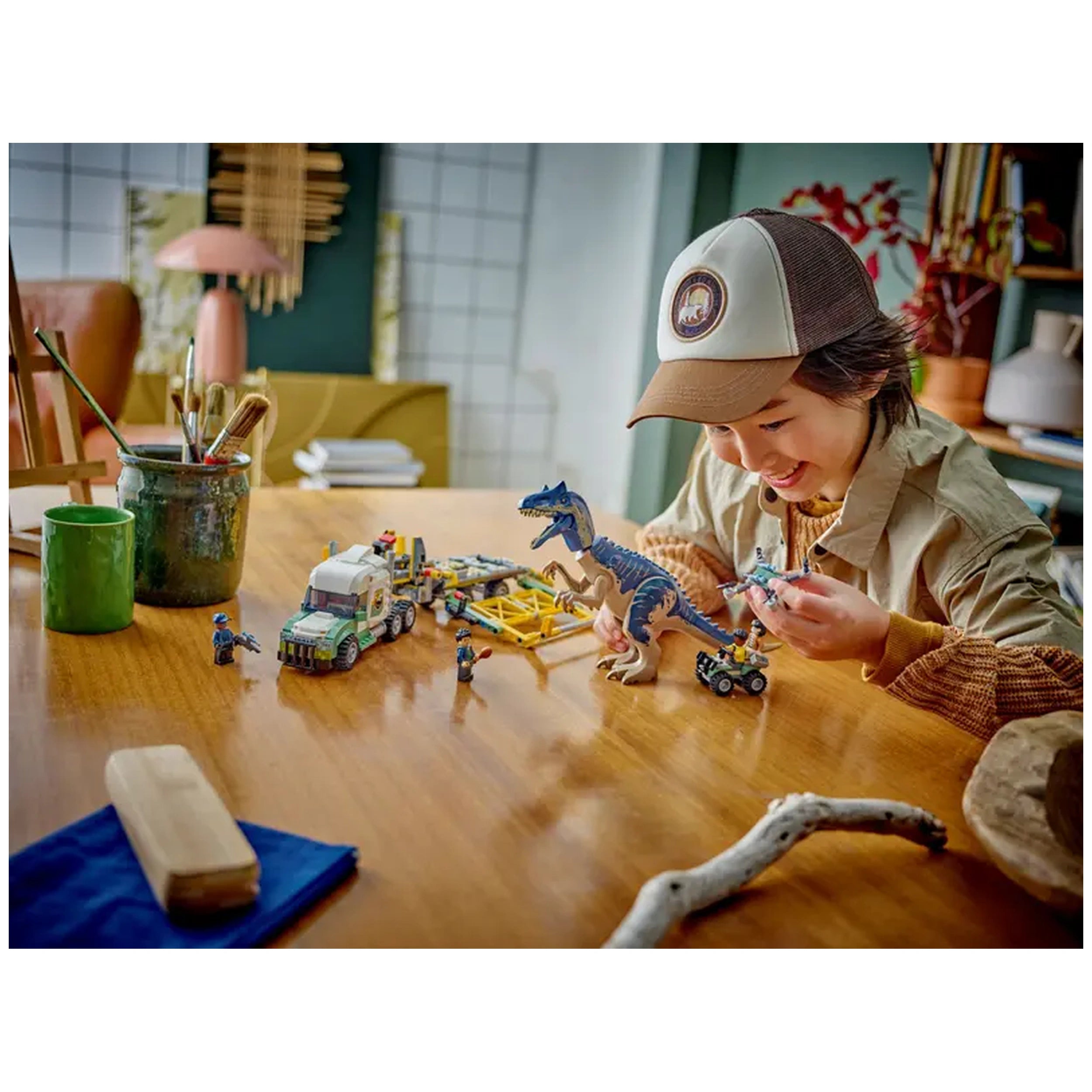 Lego - Jurassic World - Misiones de Dinosaurios: Camión de Transporte de Alosaurio - Juguetes de Set de Construcción