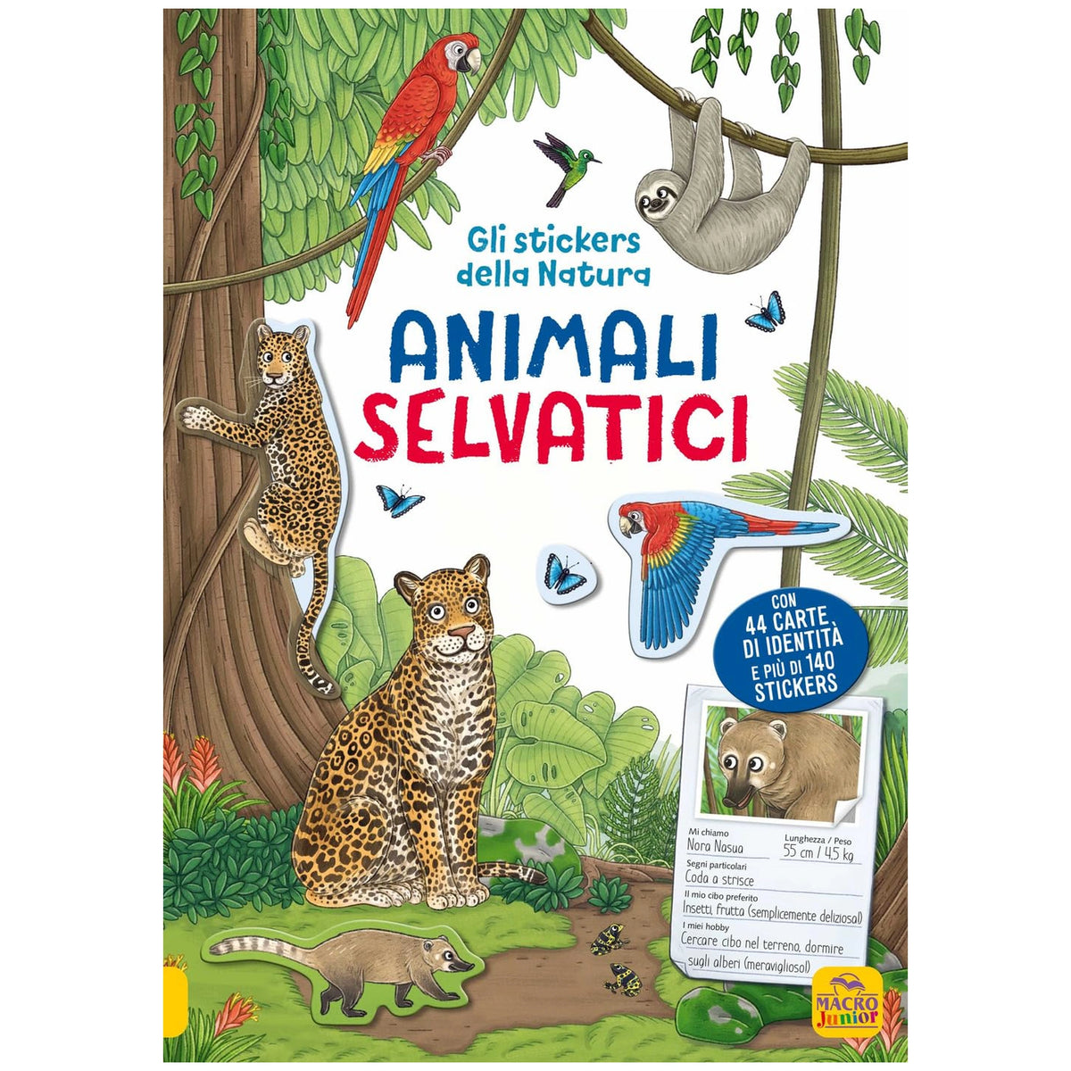 MACRO JUNIOR - Libro de pegatinas de animales salvajes de la naturaleza