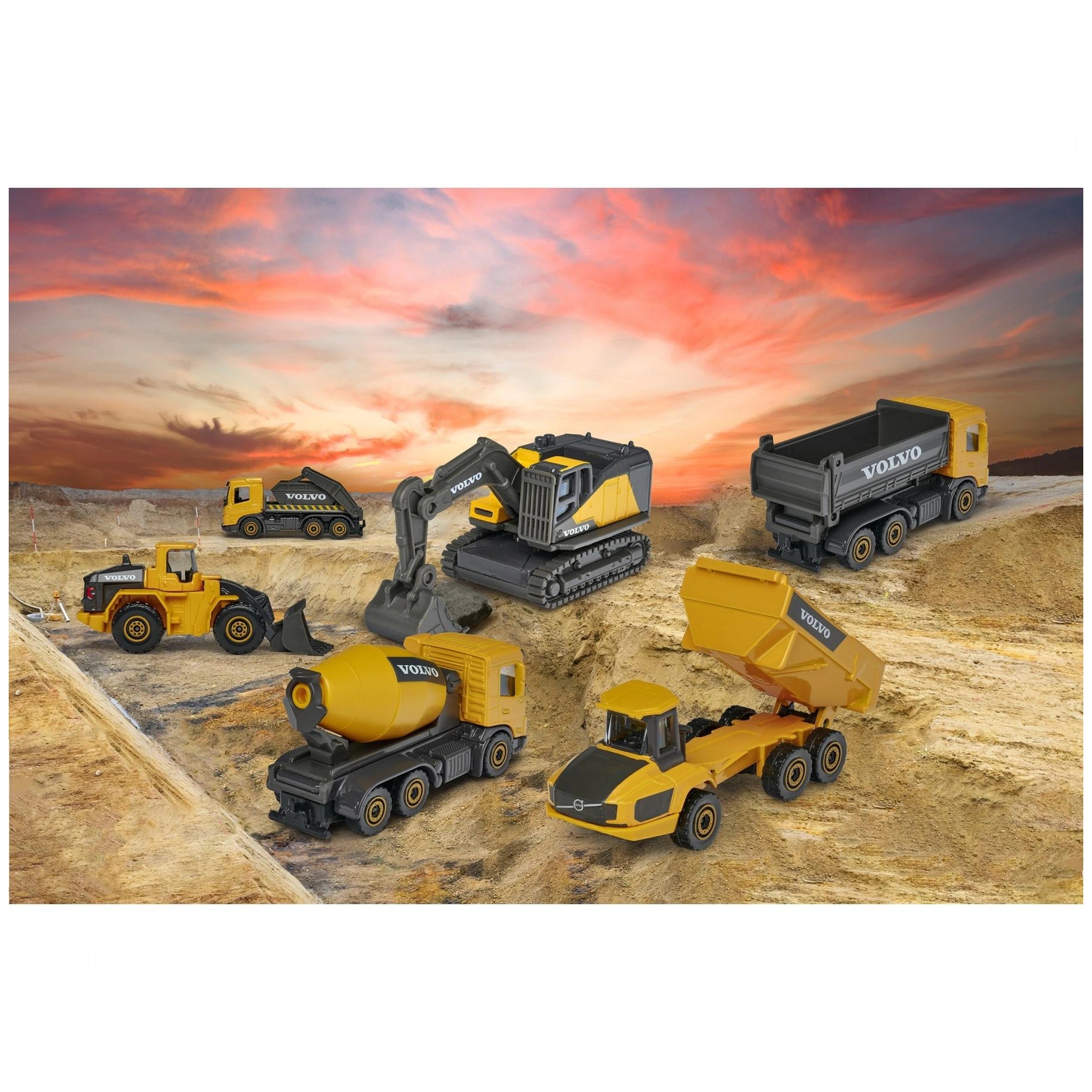 Majorette - Set de vehículos de construcción Volvo de 3 piezas - Vehículos de juego