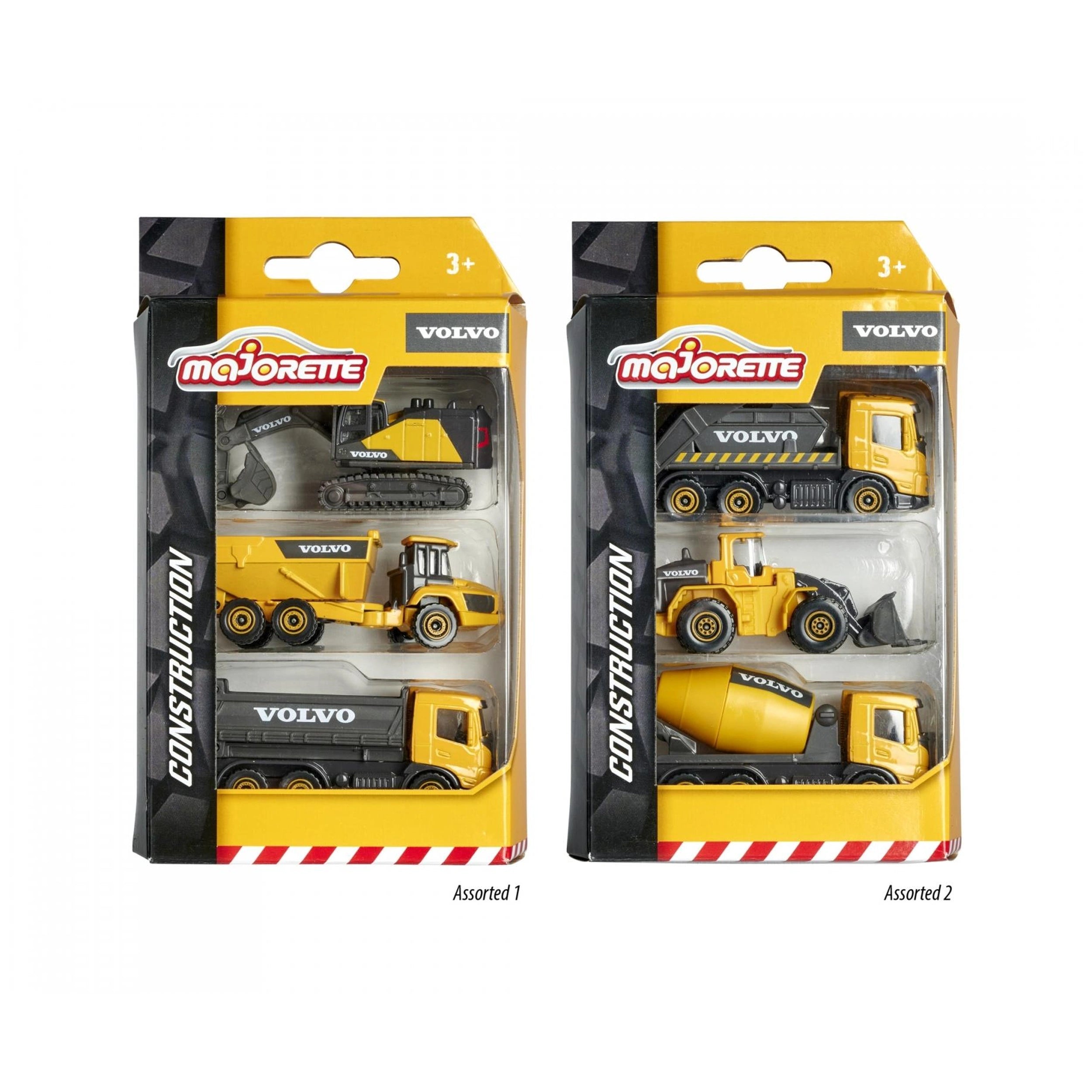 Majorette - Set de vehículos de construcción Volvo de 3 piezas - Vehículos de juego