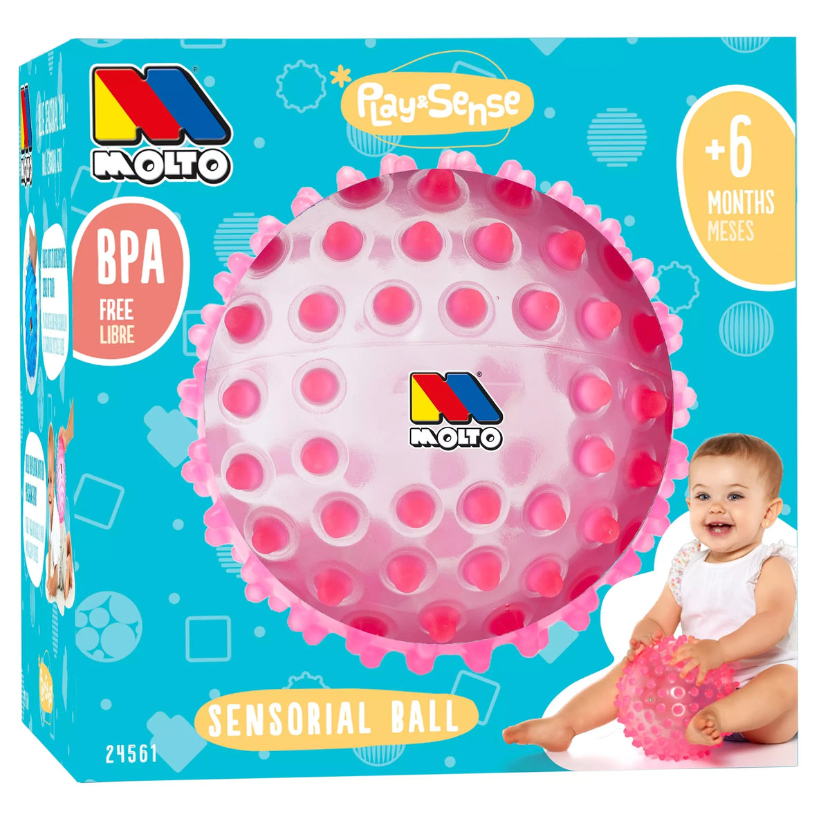 Molto - Playsense Pelota Sensorial 20cm Rosa - Juguetes de Actividad para Bebés