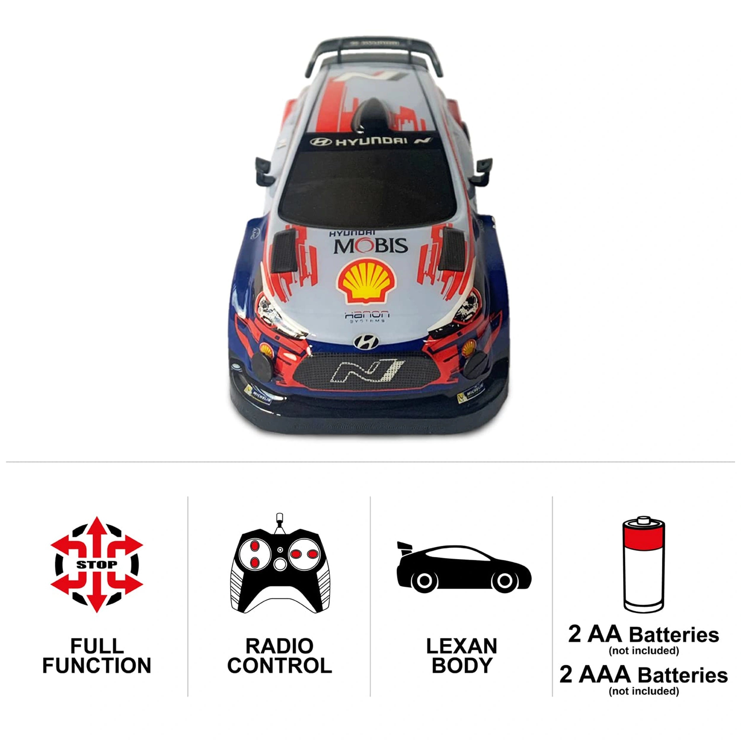 Mondo - Hyundai I20 WRC Radio-Controlled 2.4 GHz 1:28 Full Function with Lexan Body - Play Vehicles
