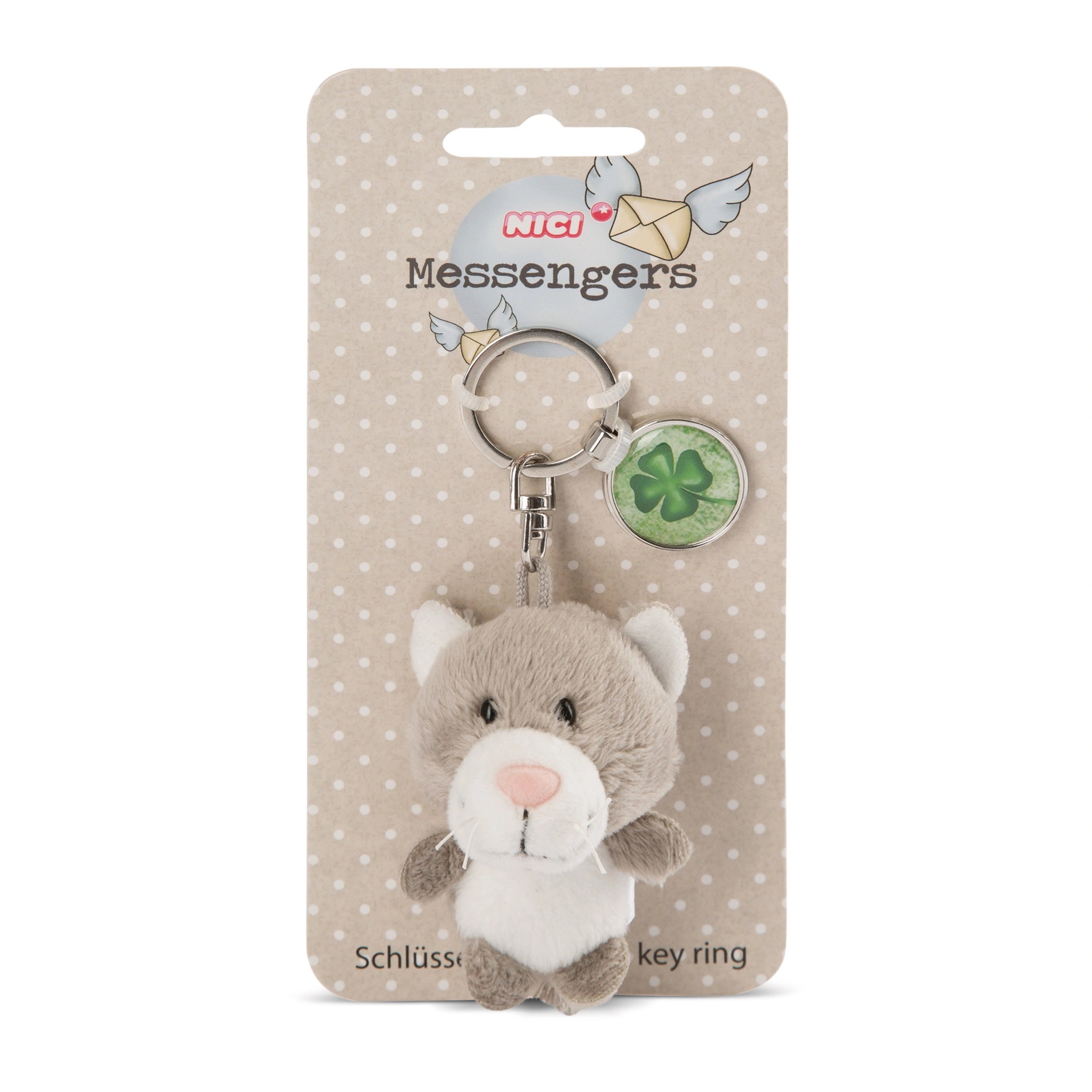 NICI - Figura de acción de gato con llavero y colgante de trébol