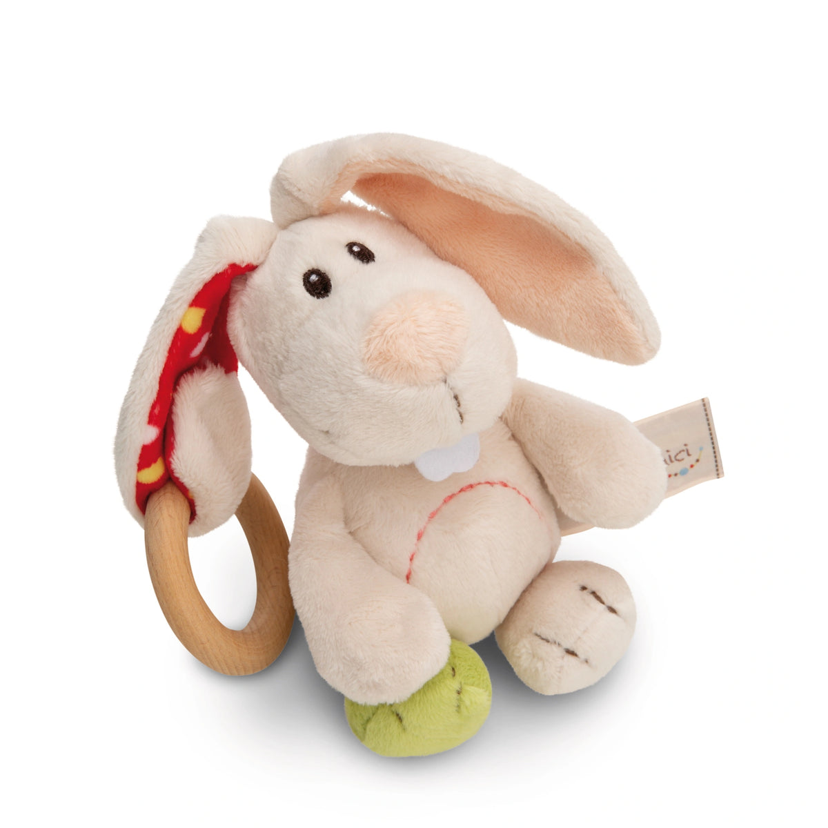 NICI - Mi Primer NICI - Conejo Griffin Tilli con Anillo de Madera - Chupetes y Mordedores