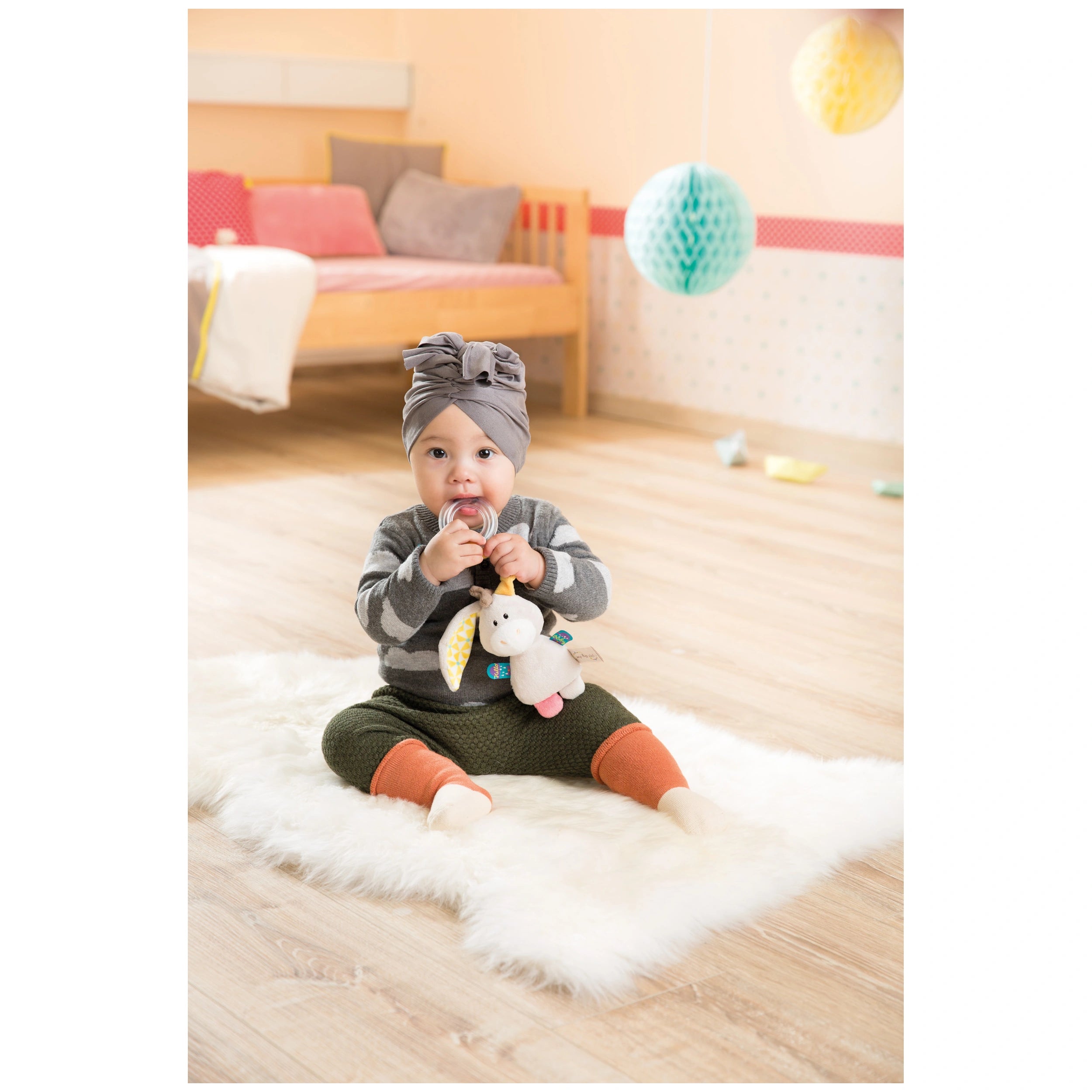 NICI - Mi Primer Sonajero de Anillo NICI Burro Muli 15 Cm - Sonajeros