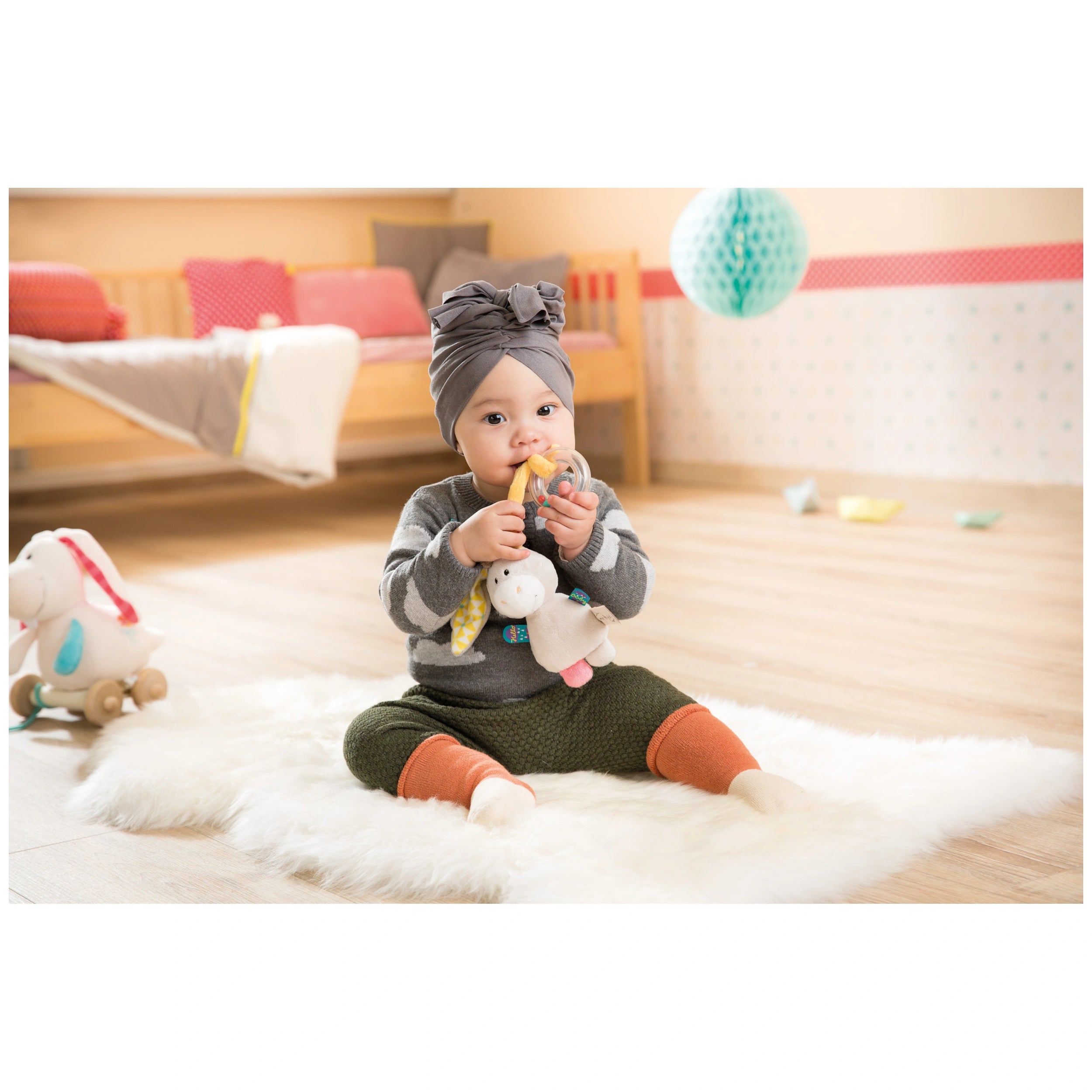 NICI - Mi Primer Sonajero de Anillo NICI Burro Muli 15 Cm - Sonajeros