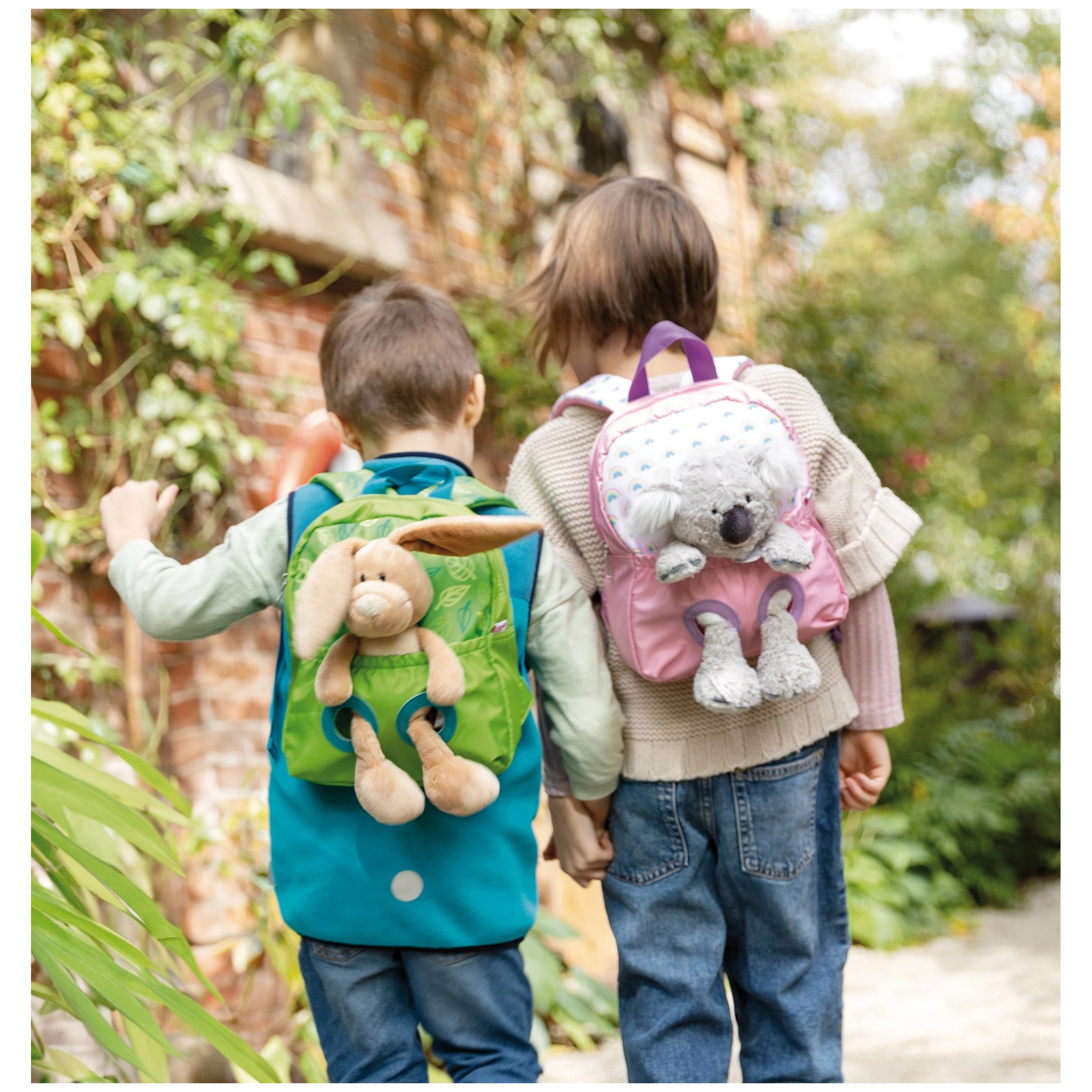 NICI - Travel-Friends-Green-Backpack-With-Soft-Toy-Rabbit-Collectibles
