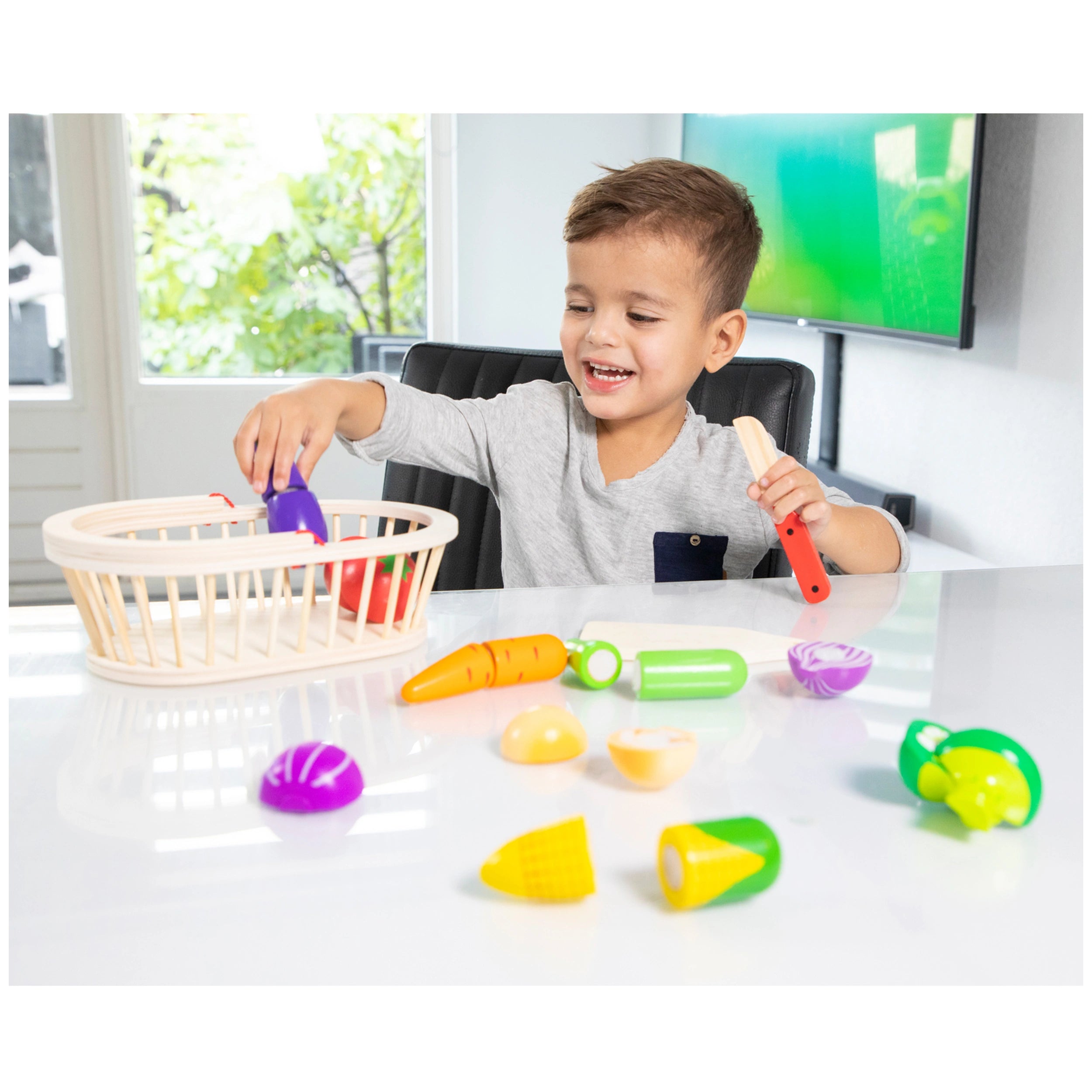 New Classic Toys - Set de Corte - Cesta de Verduras - Profesiones y Juegos de Rol