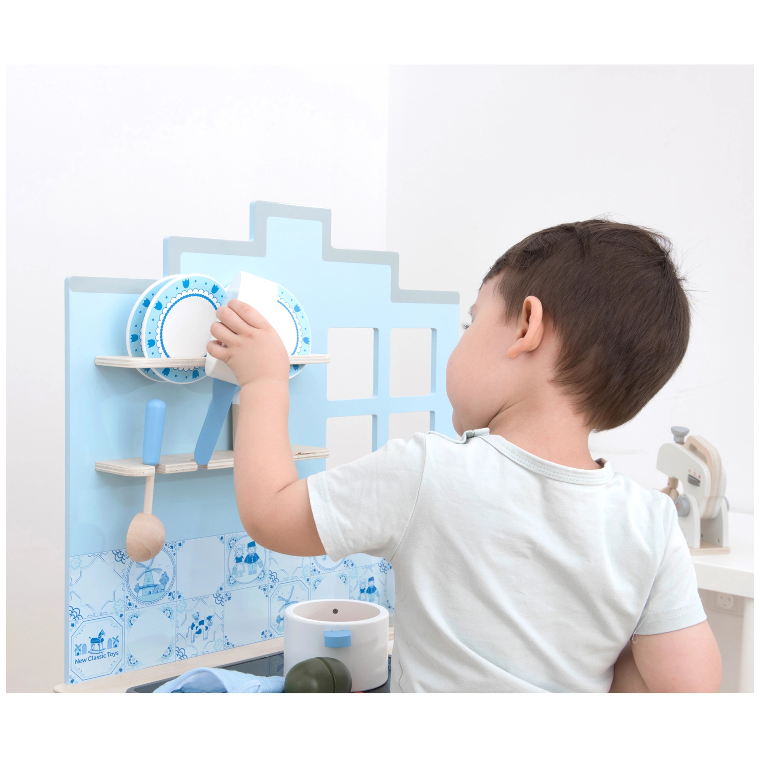New Classic Toys - Cocina - Azul Delft - Profesiones de Imaginación y Juego de Roles