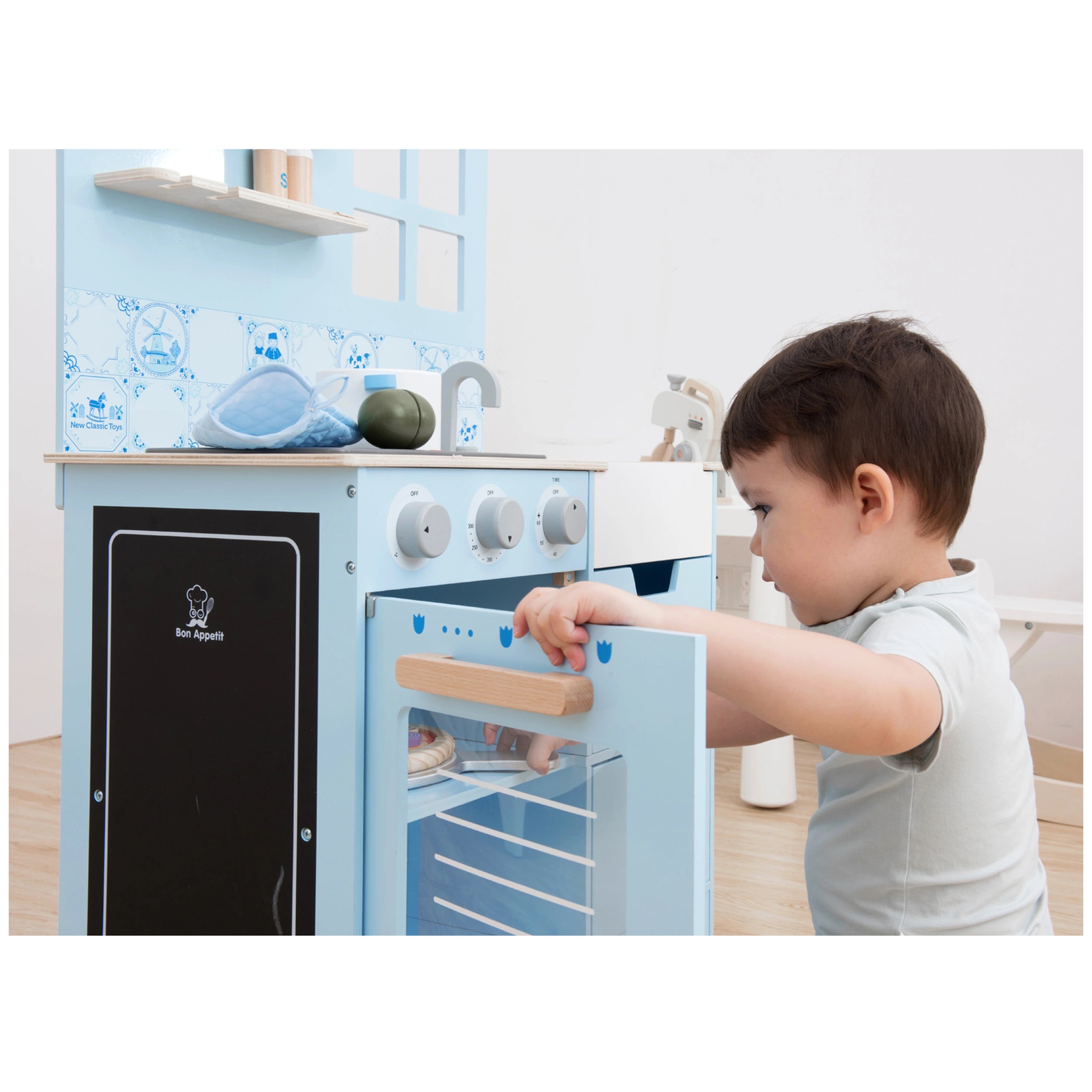 New Classic Toys - Cocina - Azul Delft - Profesiones de Imaginación y Juego de Roles