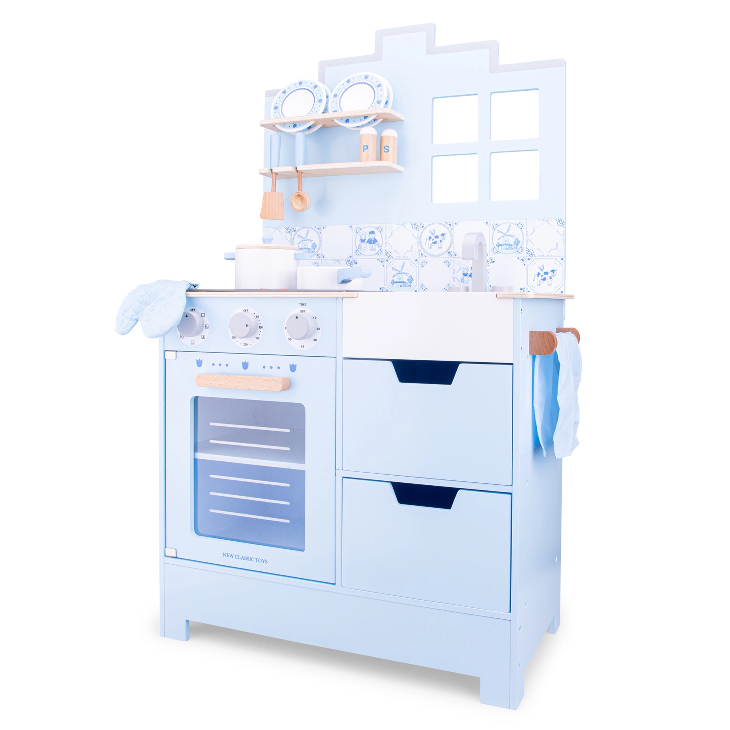 New Classic Toys - Cocina - Azul Delft - Profesiones de Imaginación y Juego de Roles