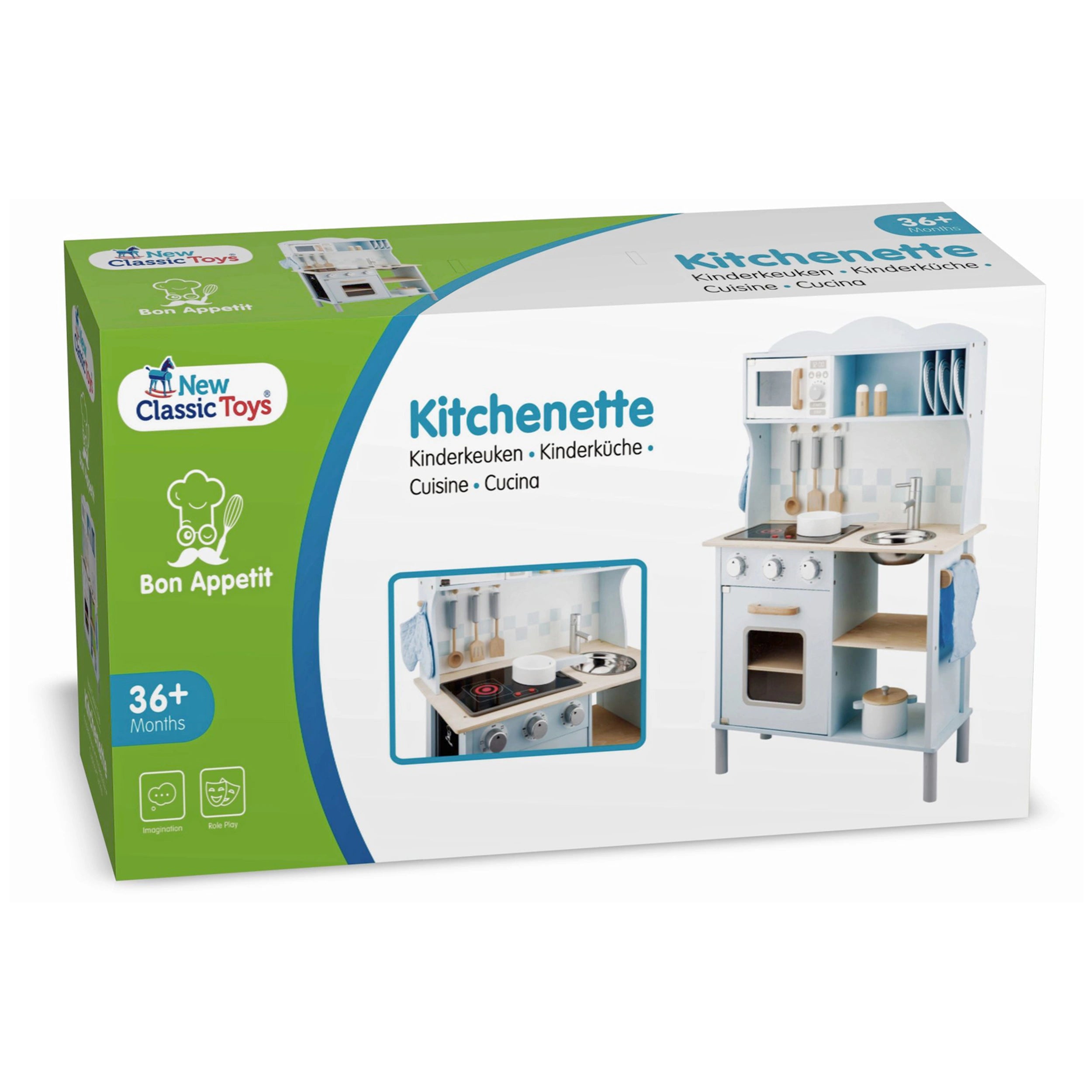 New Classic Toys - Kitchenette - Modern - Electric Cooking - Blue - Pretend Professions & Role Playing