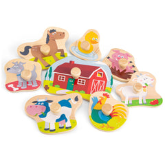 New Classic Toys - Rompecabezas de Clavos - 8 Piezas - Granja - Juguetes de Actividad para Bebés