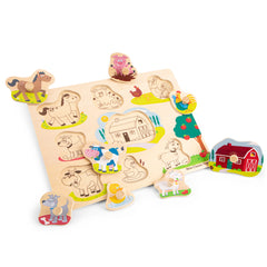 New Classic Toys - Rompecabezas de Clavos - 8 Piezas - Granja - Juguetes de Actividad para Bebés