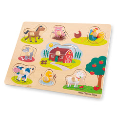 New Classic Toys - Rompecabezas de Clavos - 8 Piezas - Granja - Juguetes de Actividad para Bebés