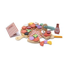 New Classic Toys - Juegos de imitación - Set de comida de pizza - Madera - 2+ Años