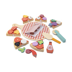 New Classic Toys - Juegos de imitación - Set de comida de pizza - Madera - 2+ Años