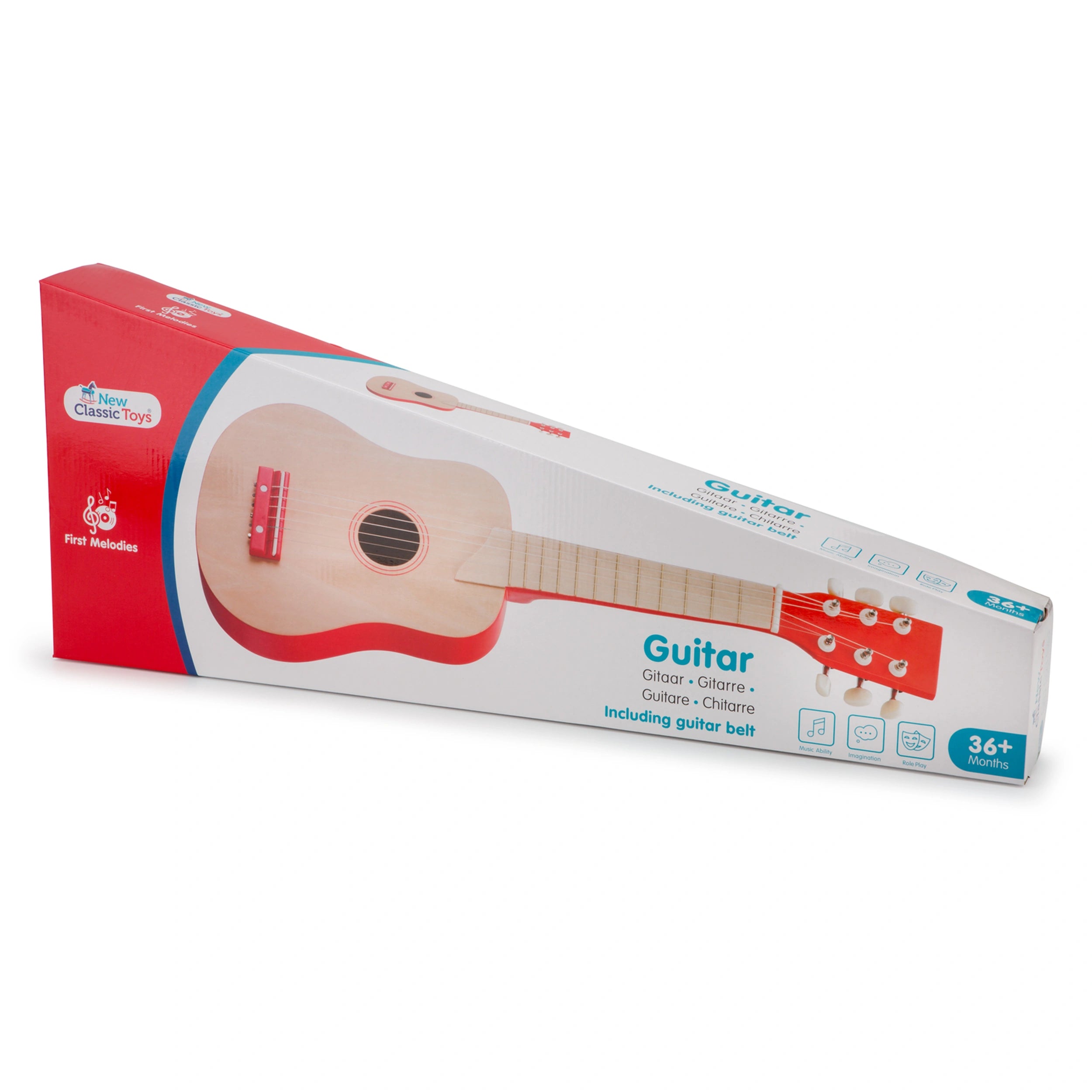 New Classic Toys - Toy Guitar Deluxe - Natural/Red - Musical Instruments