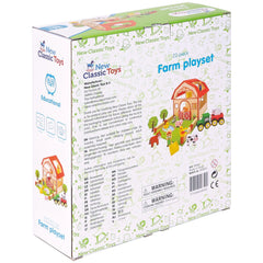 New Classic Toys - Wooden Farm Toy Set With 20 Figures - Toy Playsets