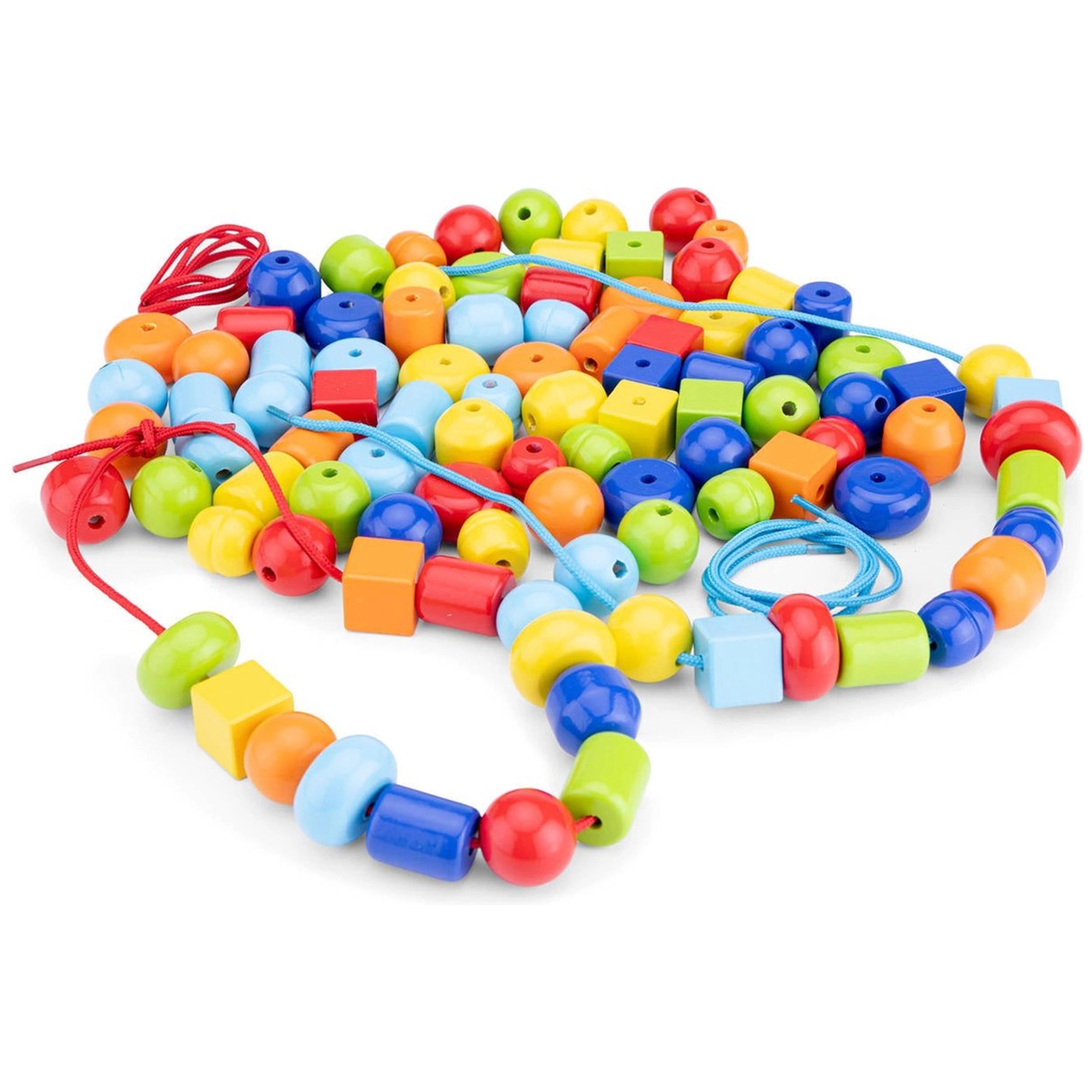 New Classic Toys - Wooden Stringing Beads In Box - 96 Beads - Arts & Crafts