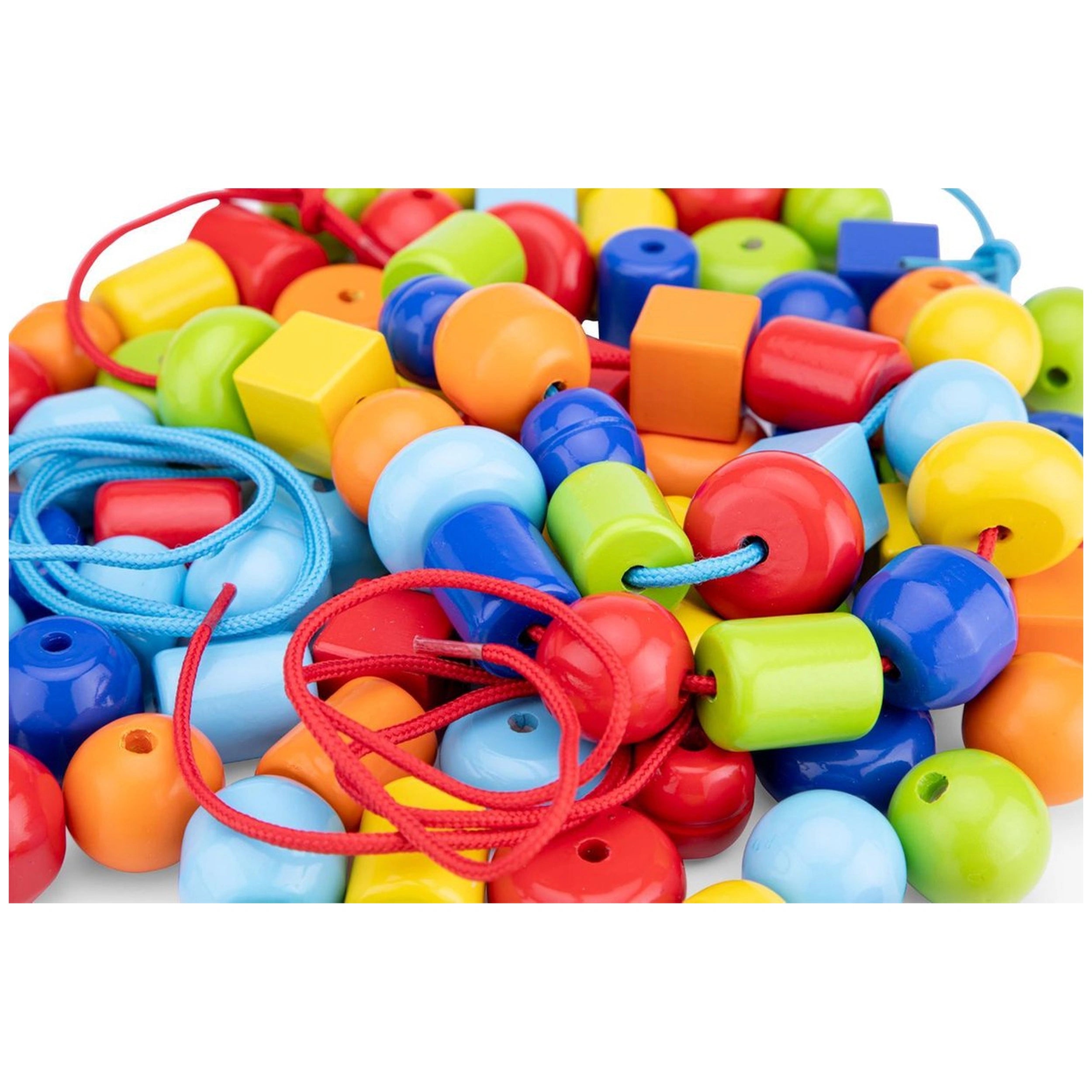 New Classic Toys - Wooden Stringing Beads In Box - 96 Beads - Arts & Crafts