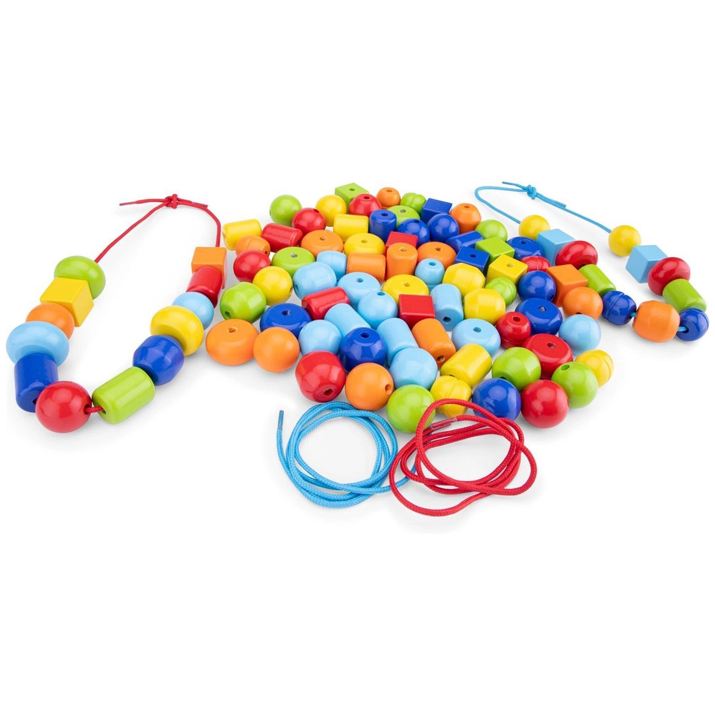 New Classic Toys - Wooden Stringing Beads In Box - 96 Beads - Arts & Crafts