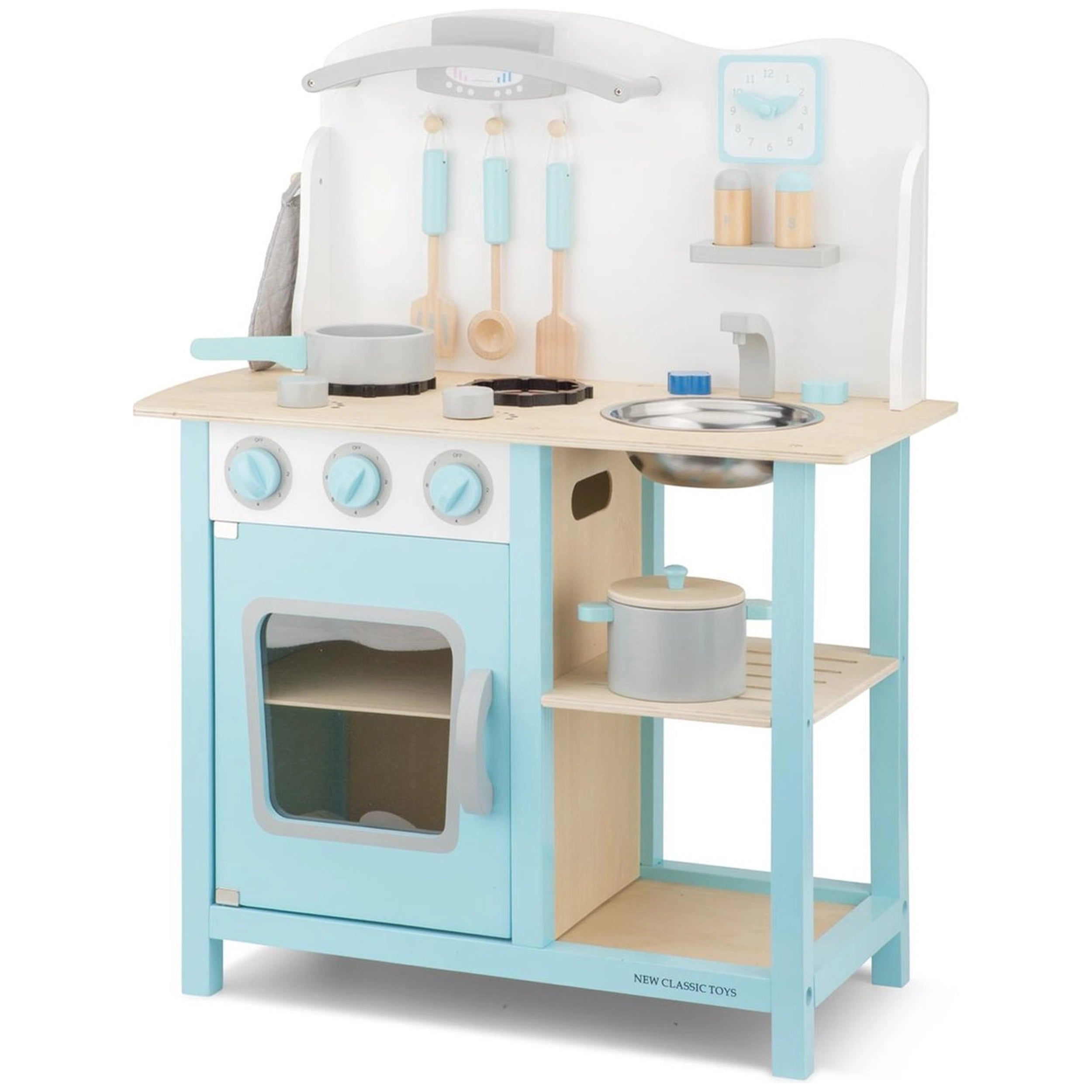 New Classic Toys - Cocina de Madera Azul Bon Appetit - Profesiones de Imaginación y Juego de Roles
