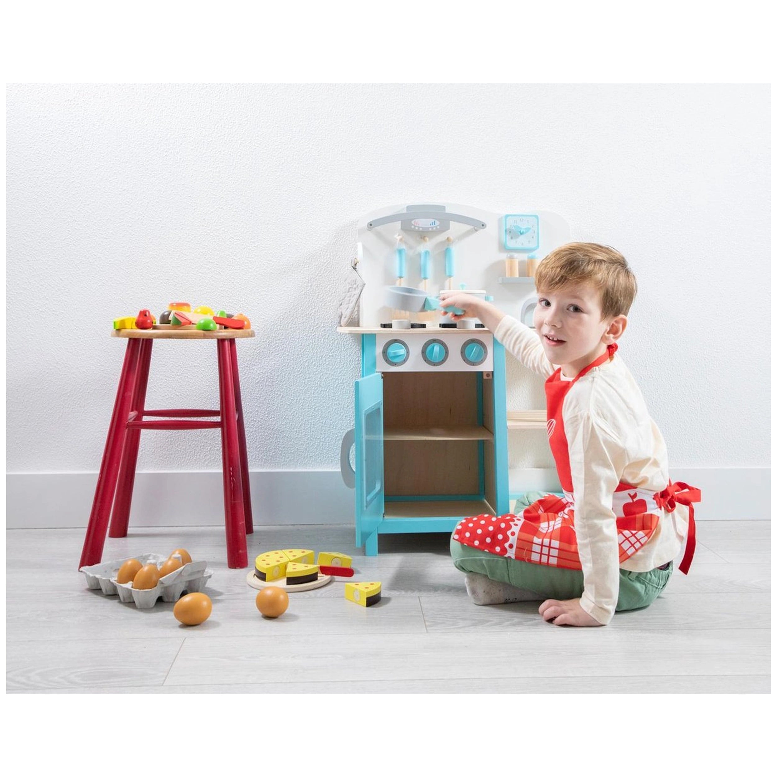 New Classic Toys - Cocina de Madera Azul Bon Appetit - Profesiones de Imaginación y Juego de Roles