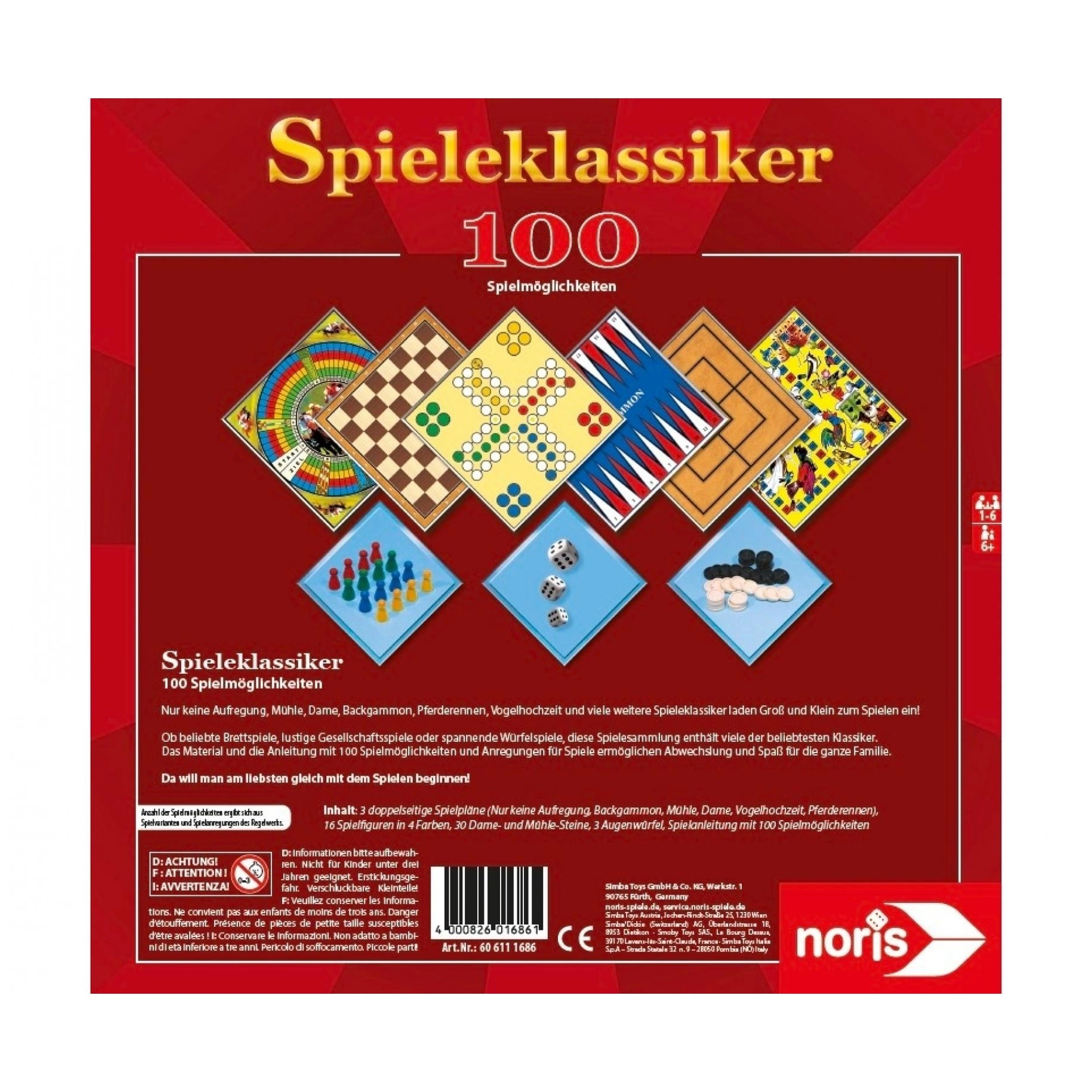 Noris - Colección de 100 Juegos - Juegos de Mesa - Edición Internacional - Juegos de Mesa