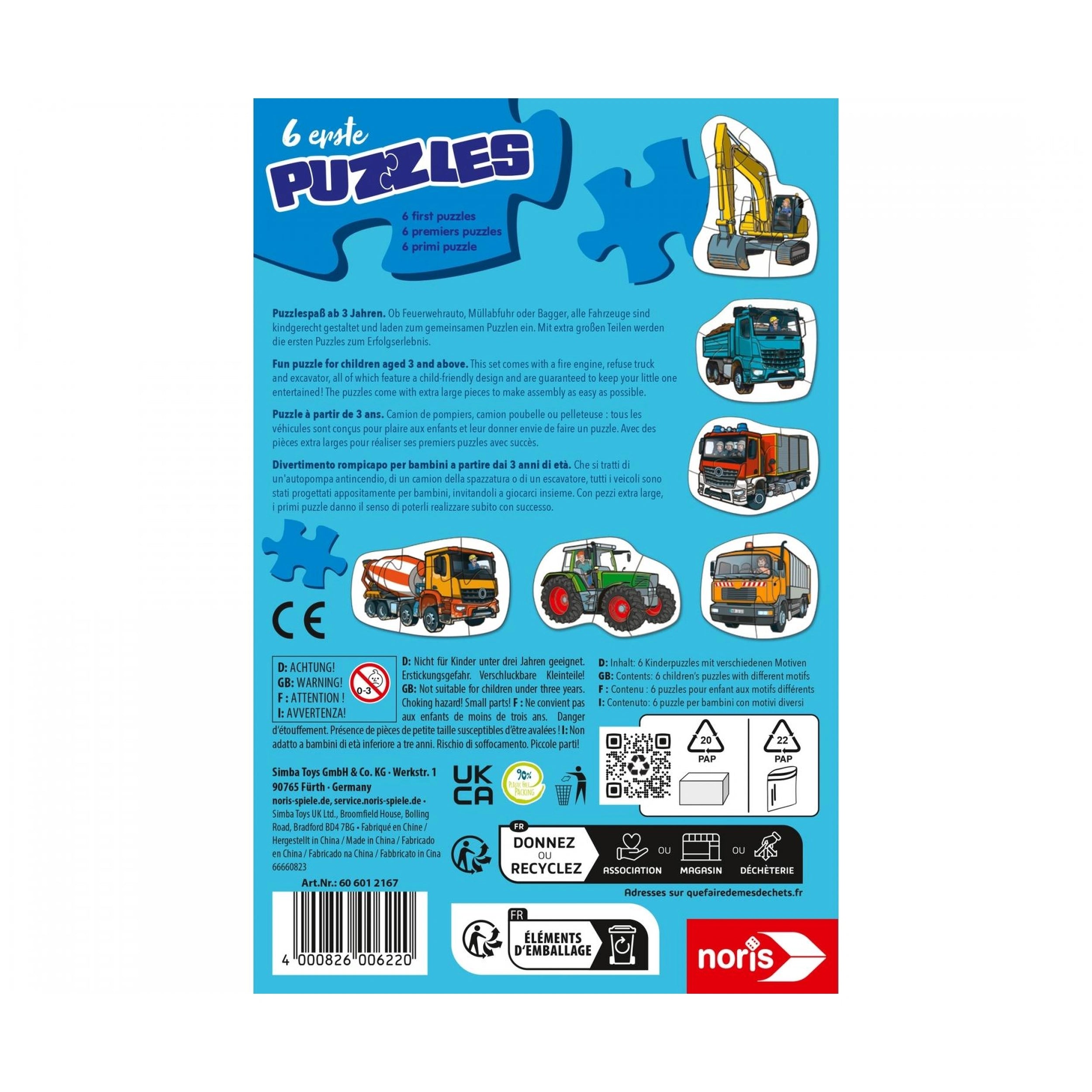 Noris - 6 primeros Puzzles - Vehículos - Puzzles - Edición Internacional - Puzzles